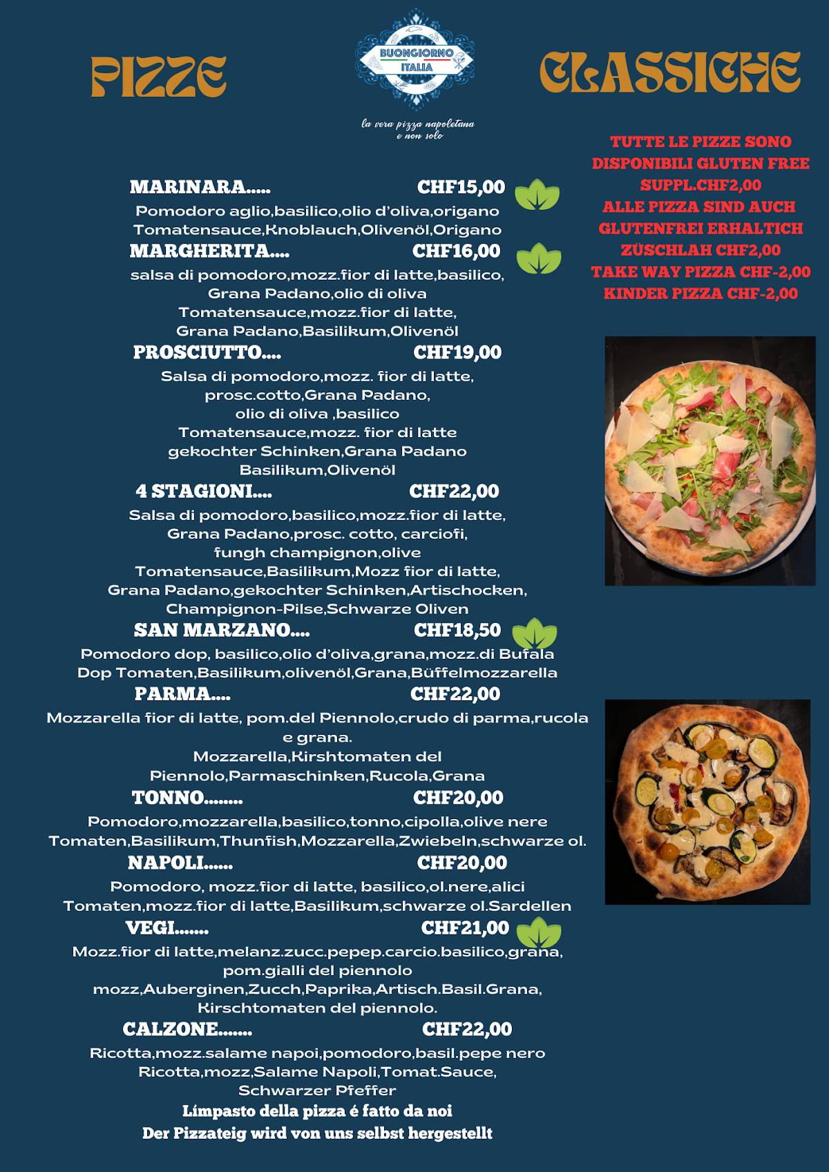 Menu di BUONGIORNO ITALIA 