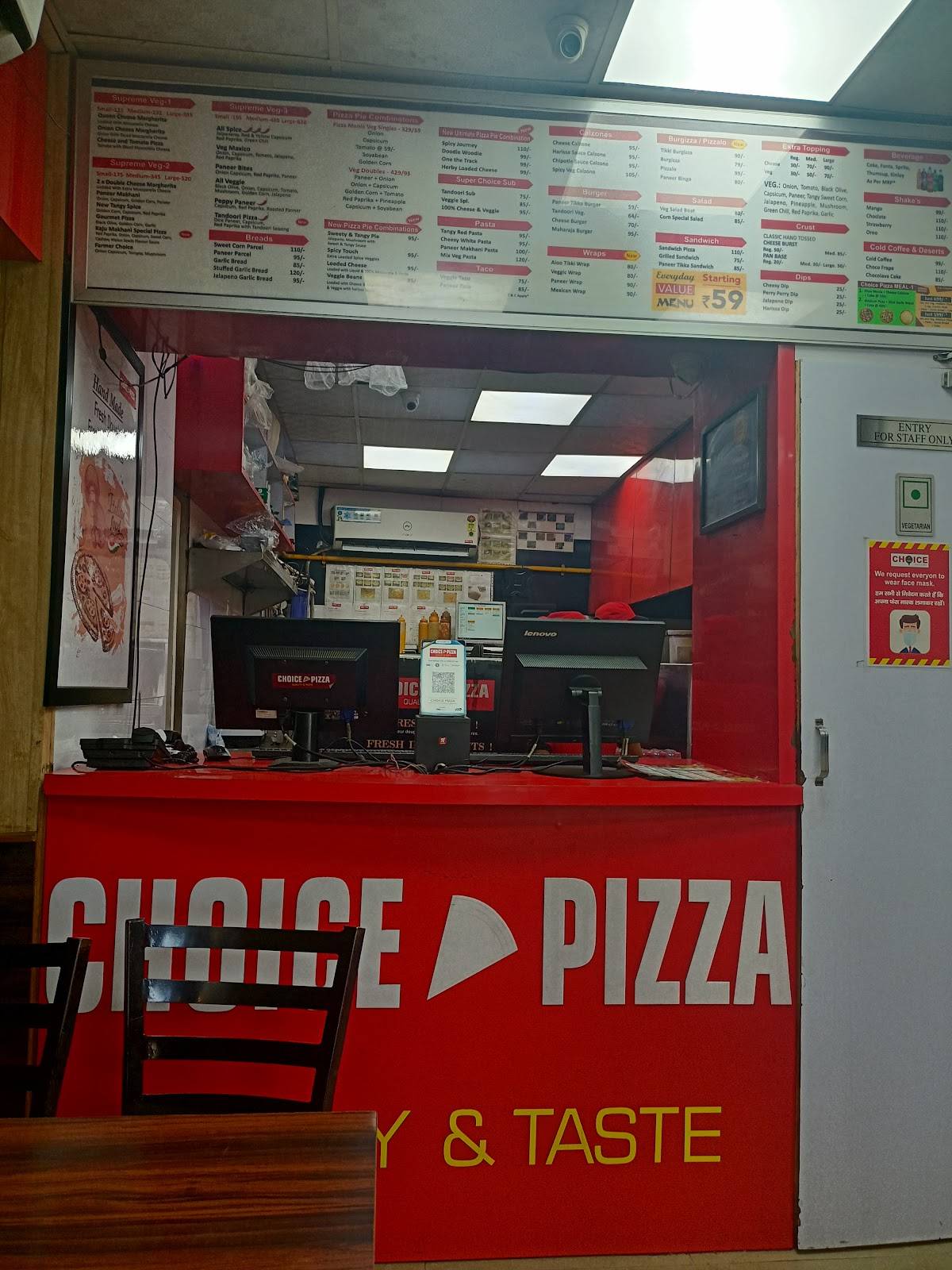 Choice Pizza menu