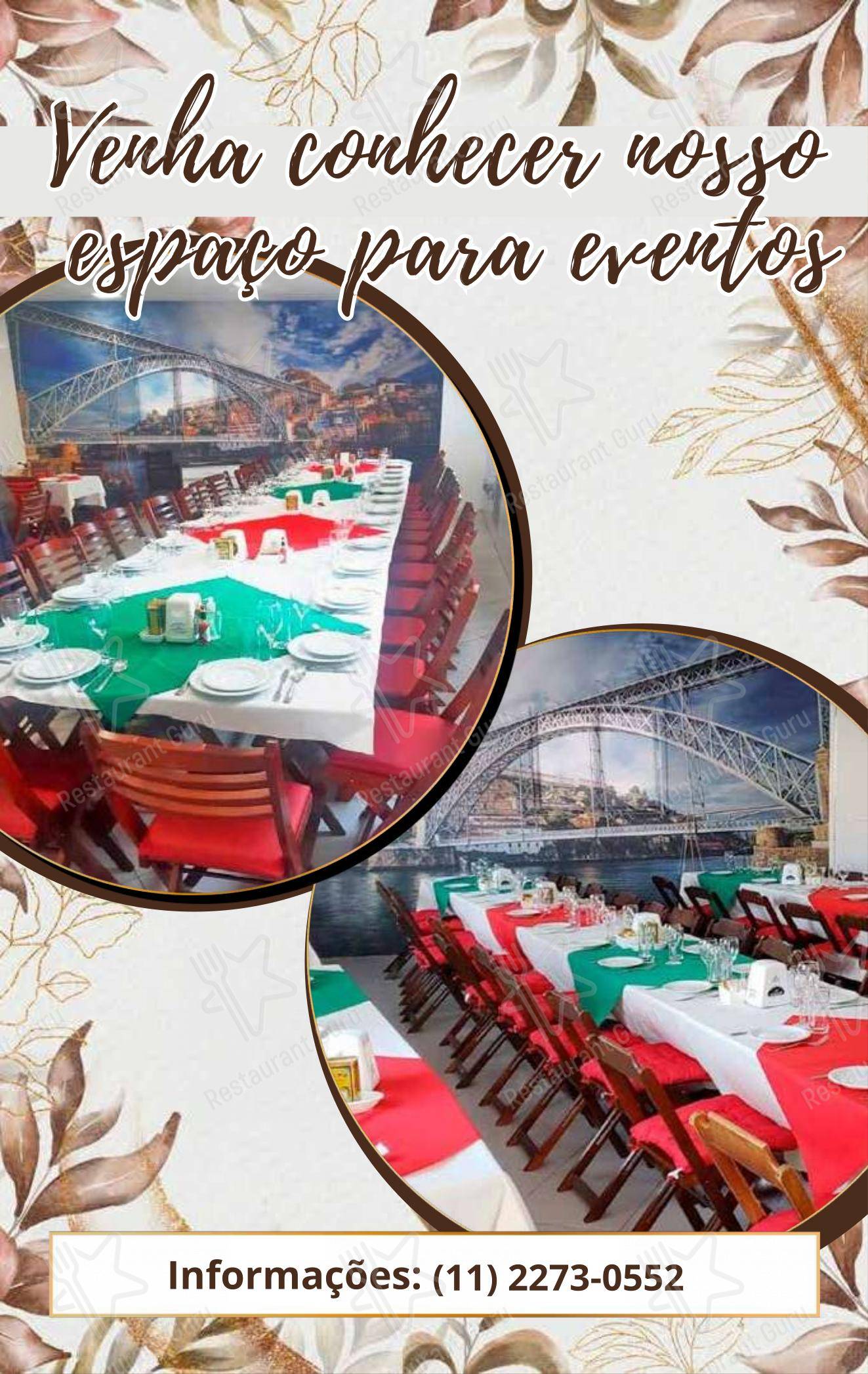 Menu bar para Panificadora Vila Monumento em São Paulo