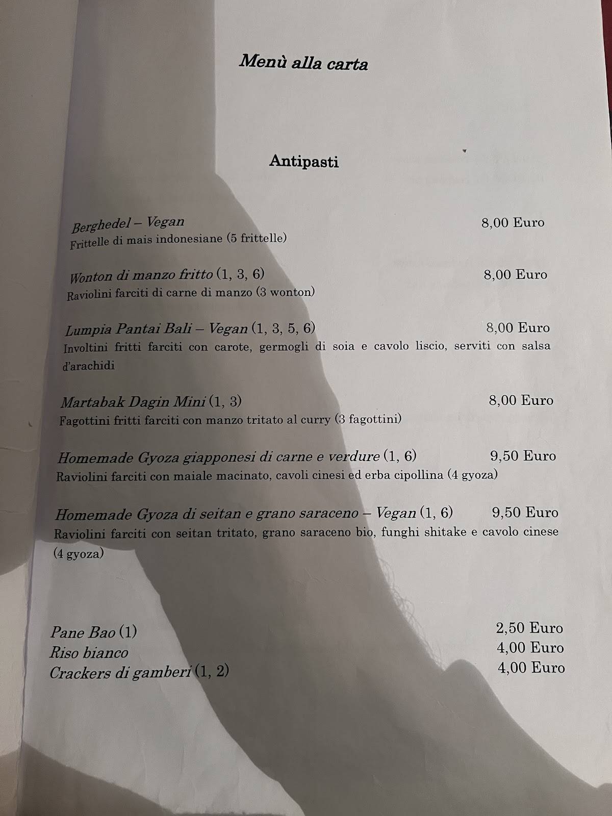 Menu di Bali Bar and Restaurant 