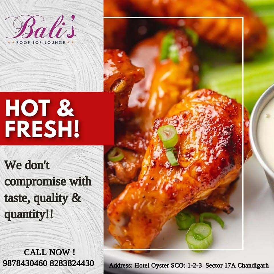 Bali's Rooftop Lounge menu
