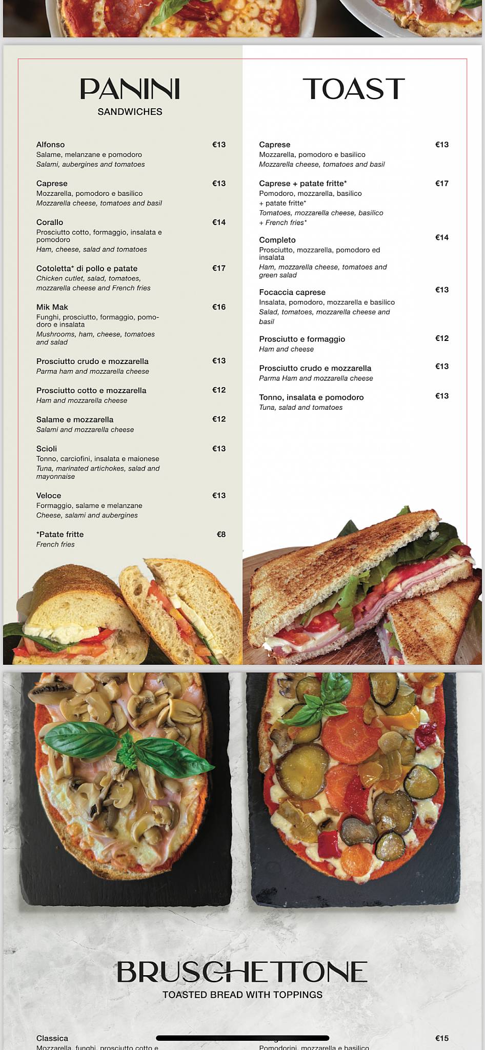Menu di Bar Corallo 