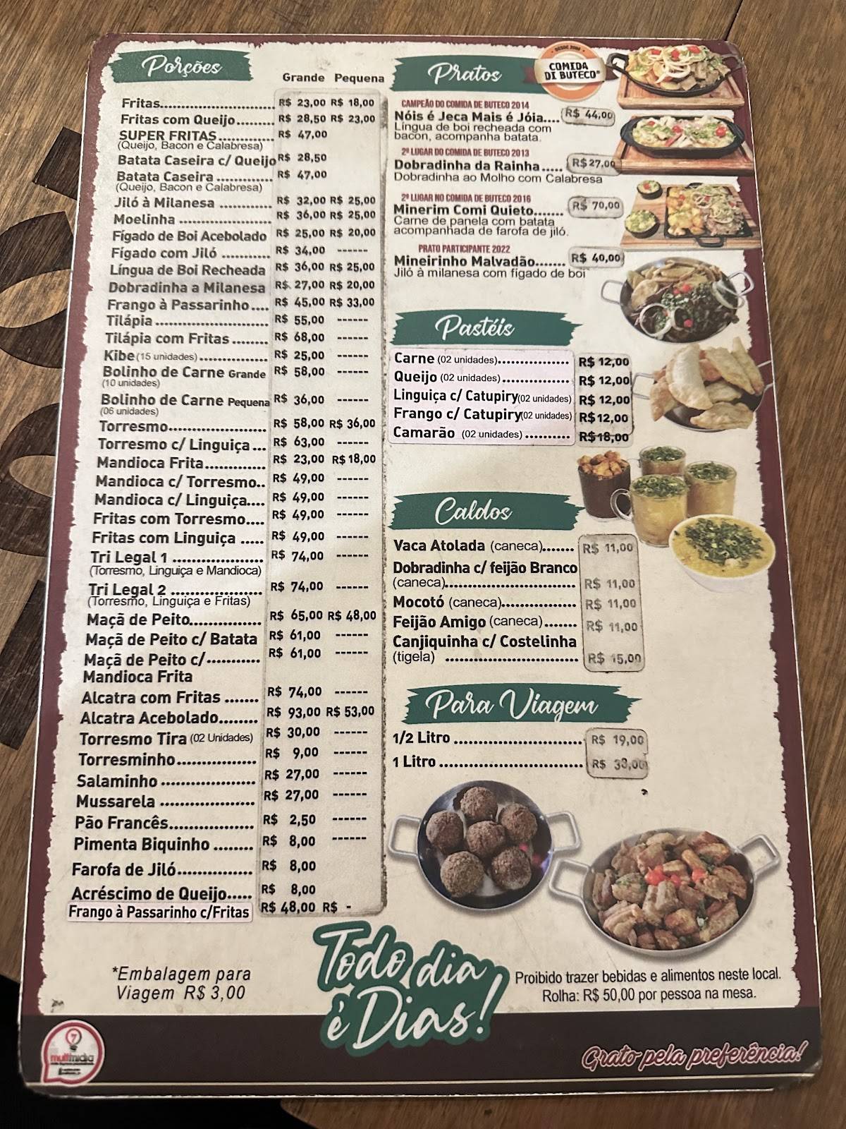 Bar Dias cardápio