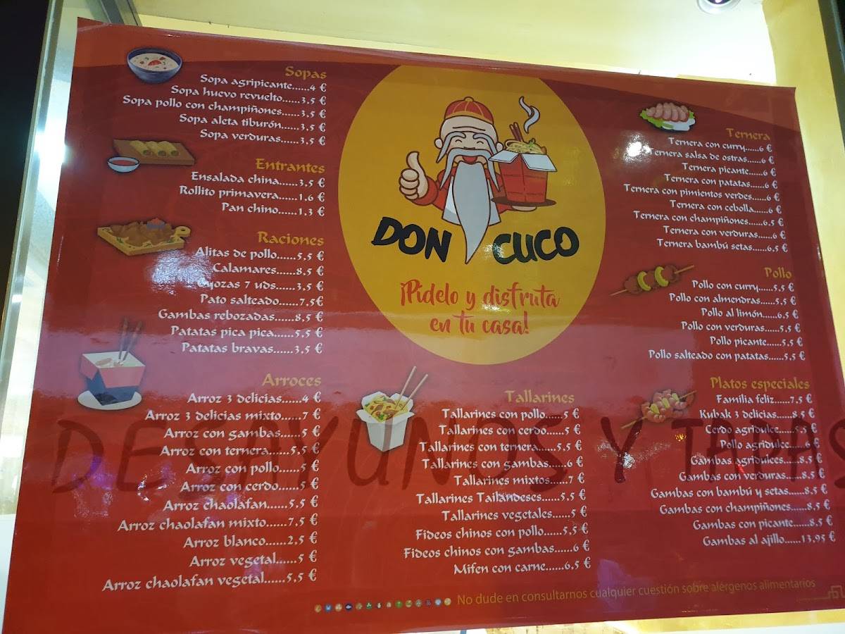 Carta del pub y bar Don CUCO, Zaragoza