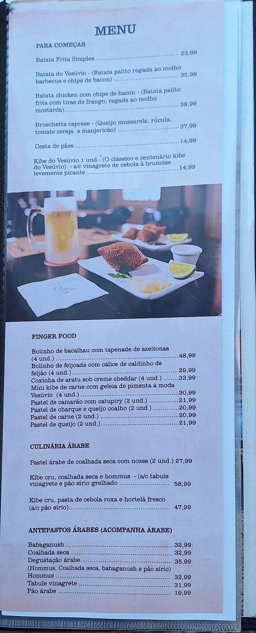 Bar Vesúvio cardápio