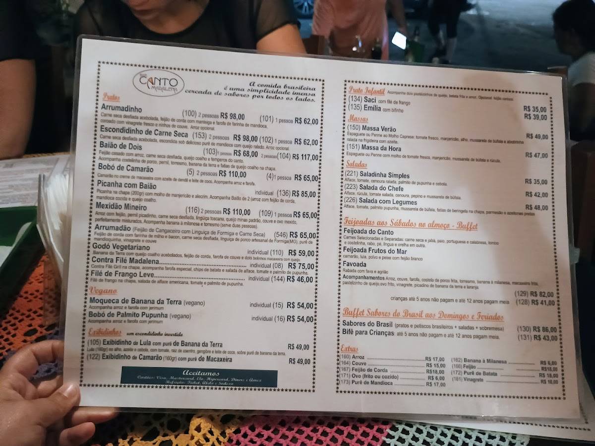 Bar e Restaurante Canto Madalena cardápio