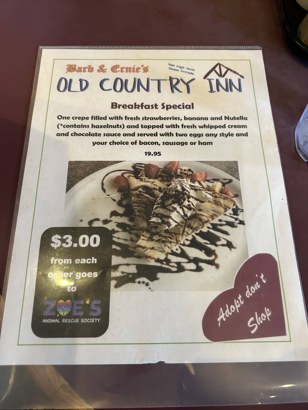 Menu de Barb & Ernie's Old Country Inn