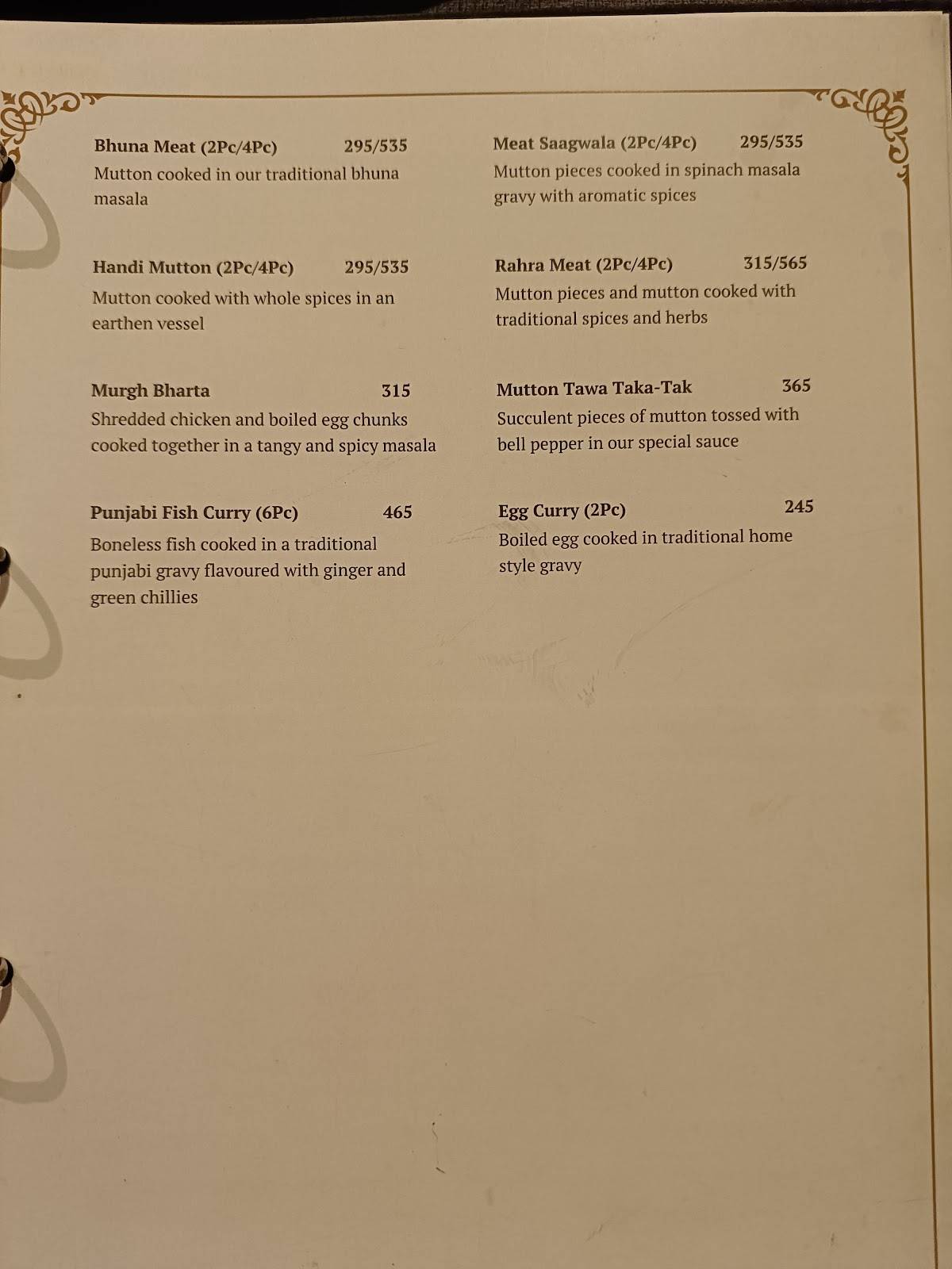 PIND BALLUCHI menu
