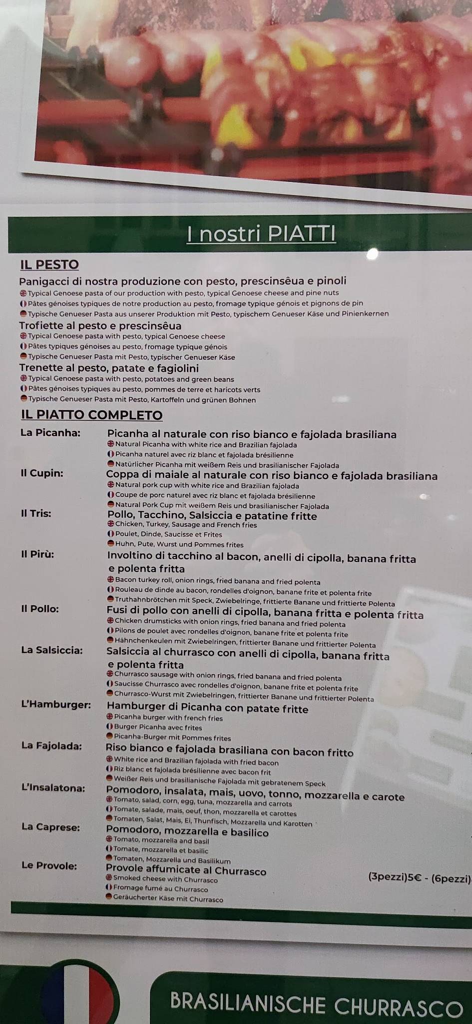 Menu di Barravento Brasilian 