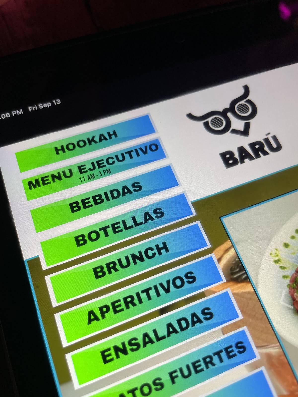 Menu at Baru Restaurant, Philadelphia