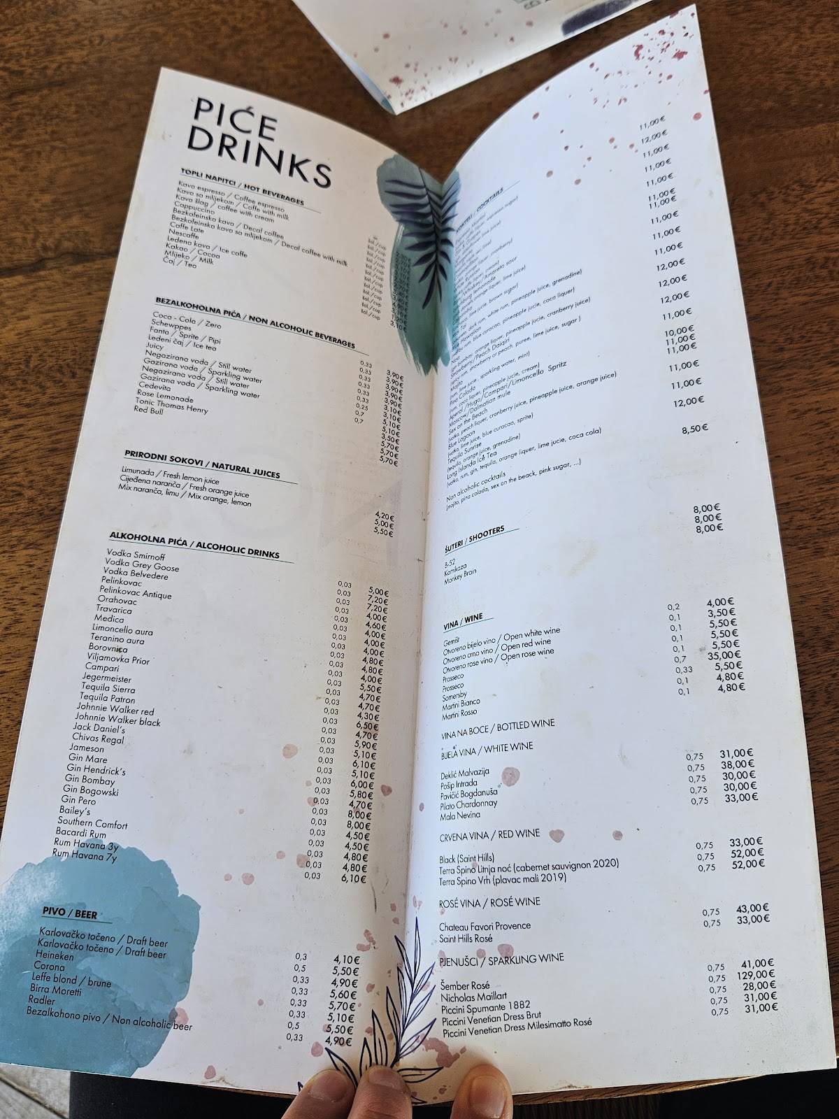 Menu di Beach Bar NOA 