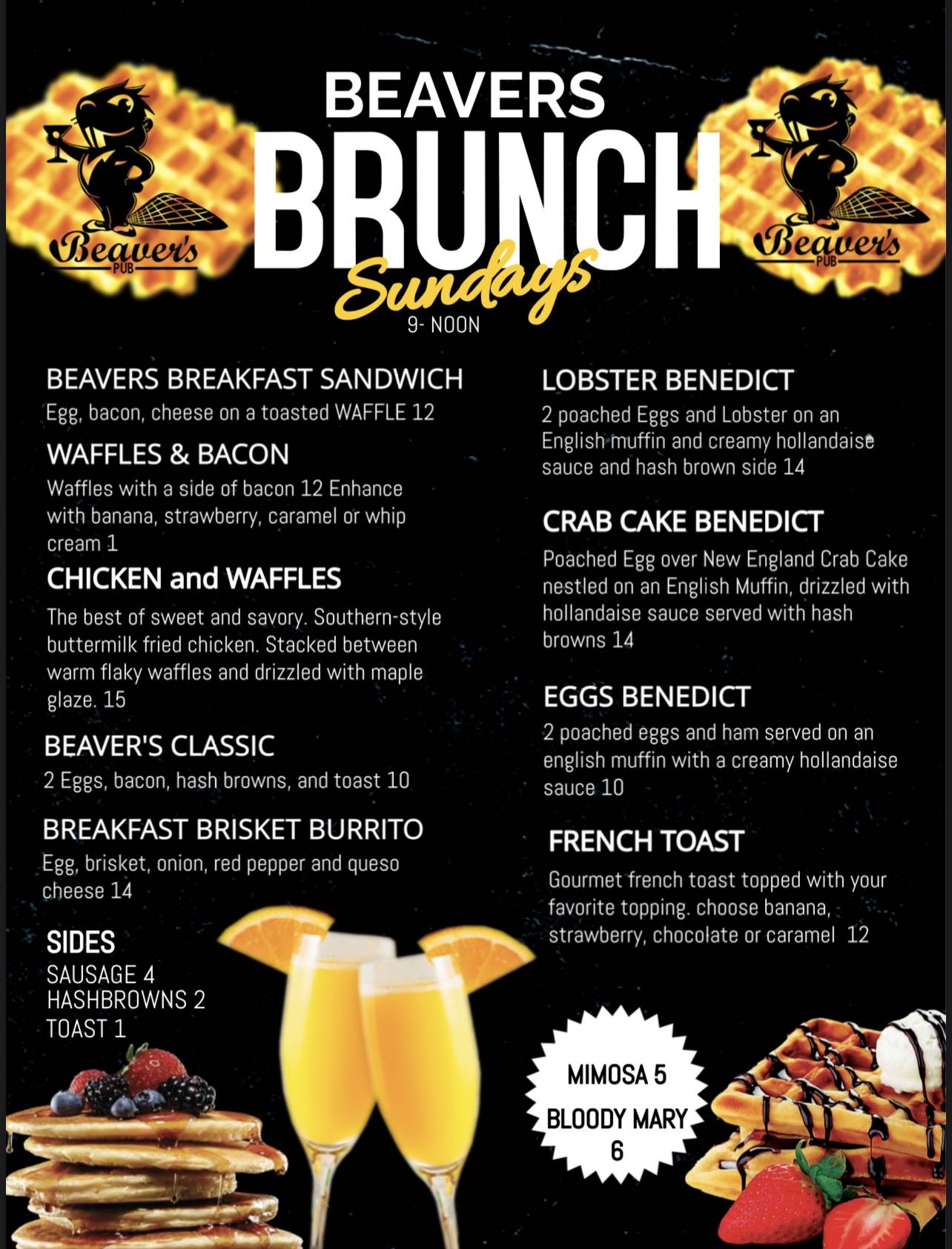 Menu at Beaver's Pub, Bay City