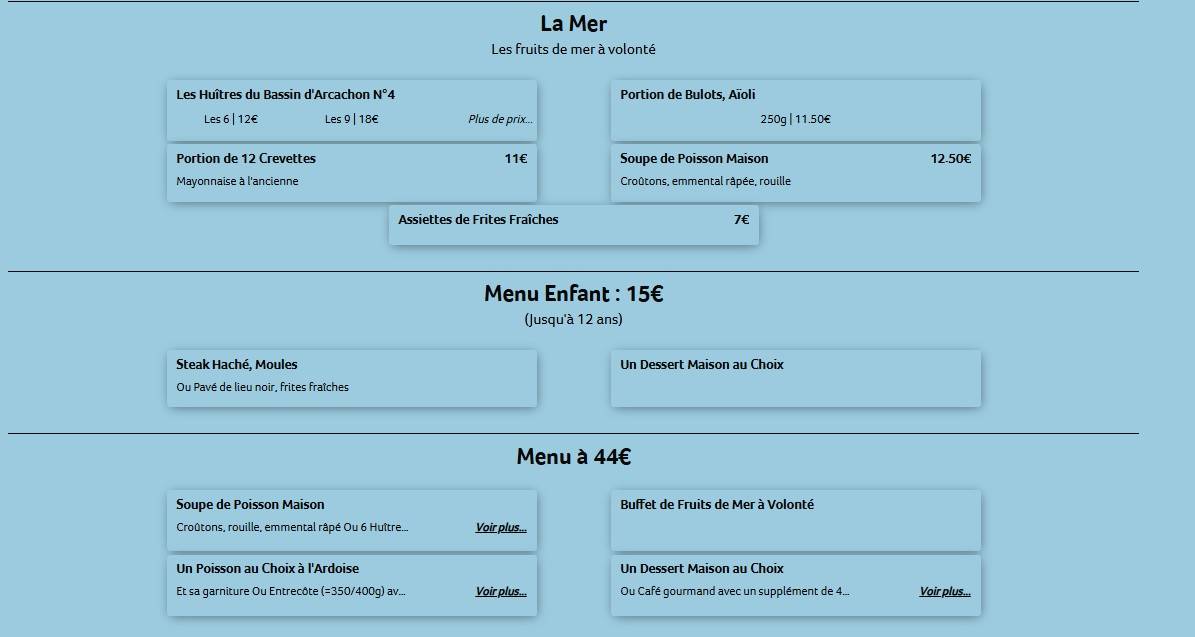 Menu de Merci Bègles
