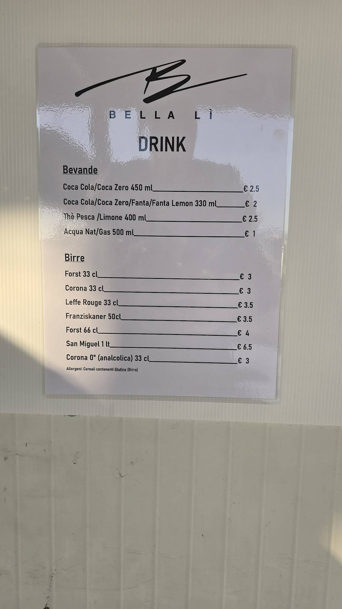 Menu di Piadineria BellaLì 