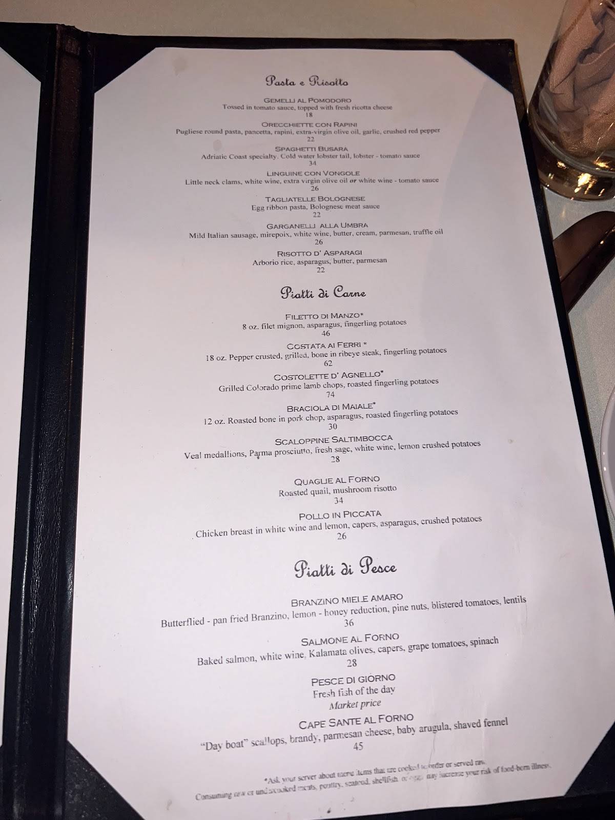 Menu at Bella Piatti restaurant, Birmingham