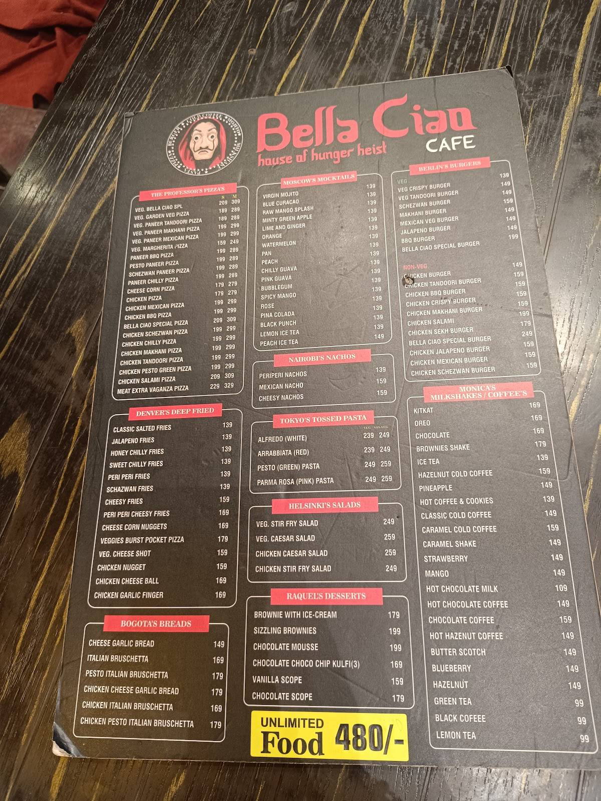 Bella ciao menu