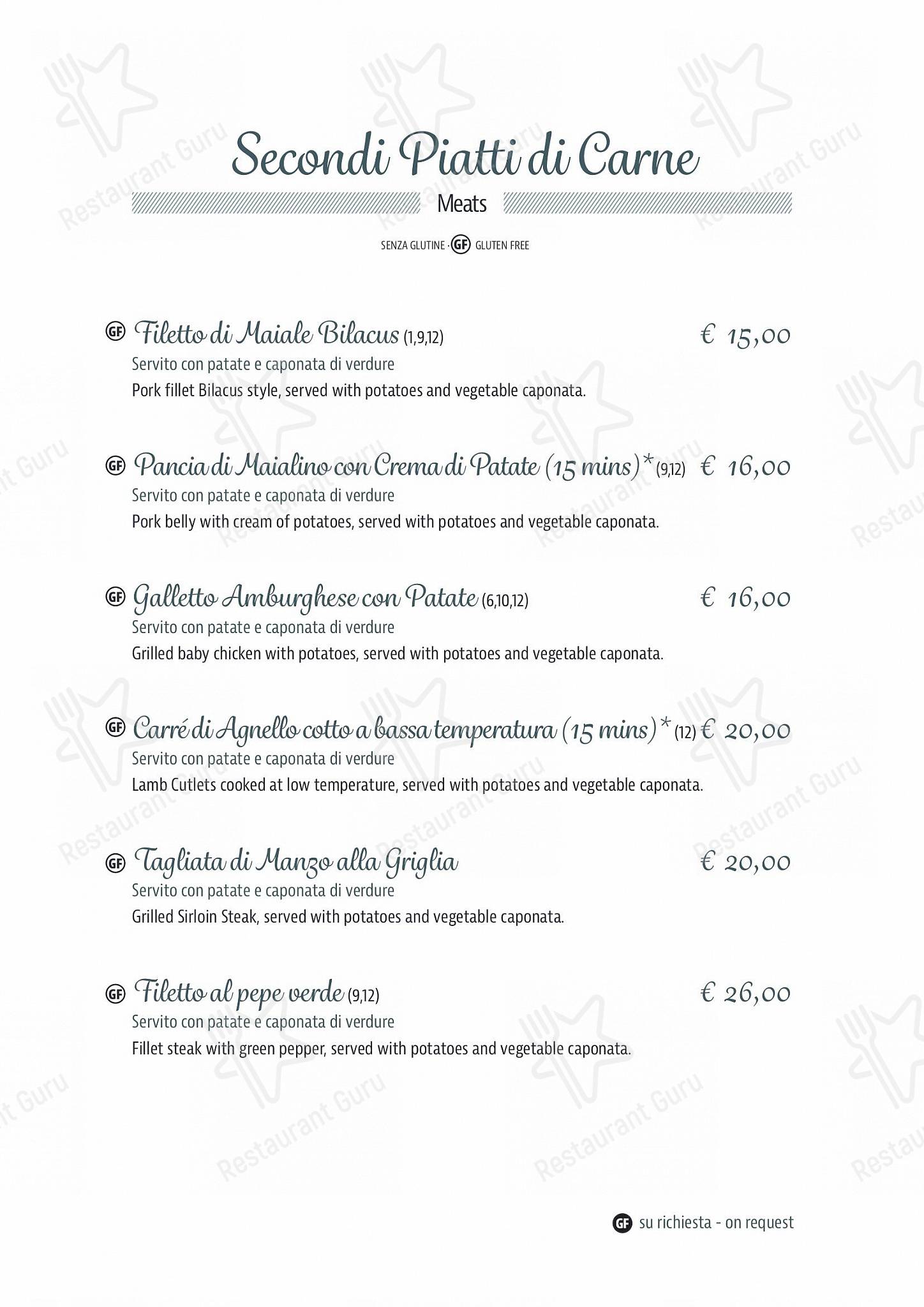 Menu bar per Ristorante Bilacus ristorante