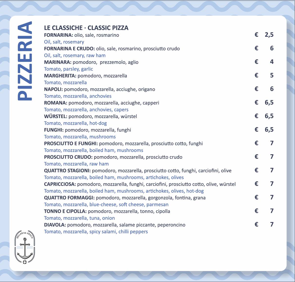Menu di Bellariva Beach 