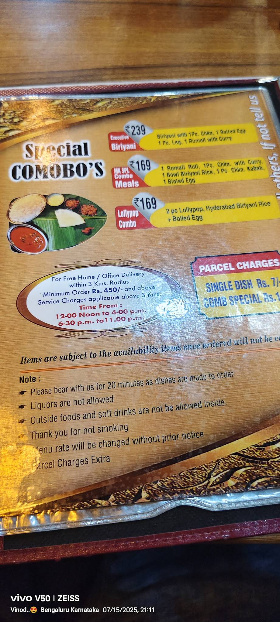 Mangalore Kitchen menu