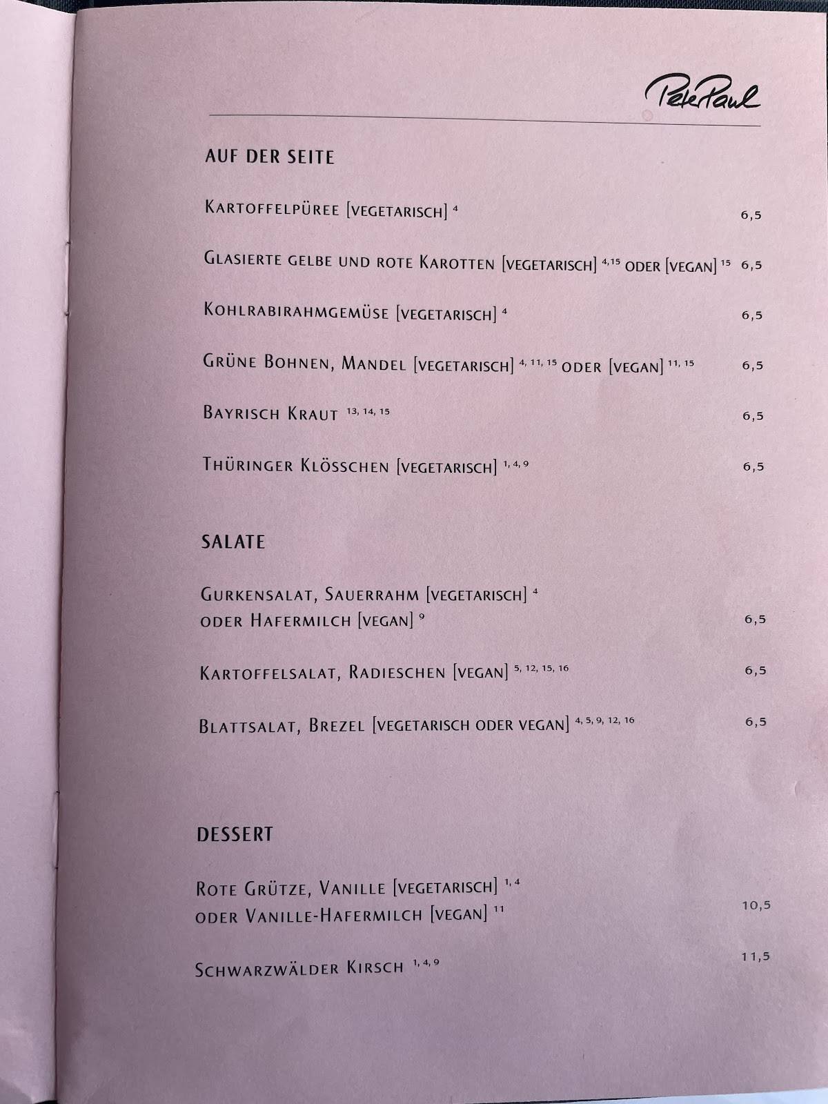 Menu de PeterPaul