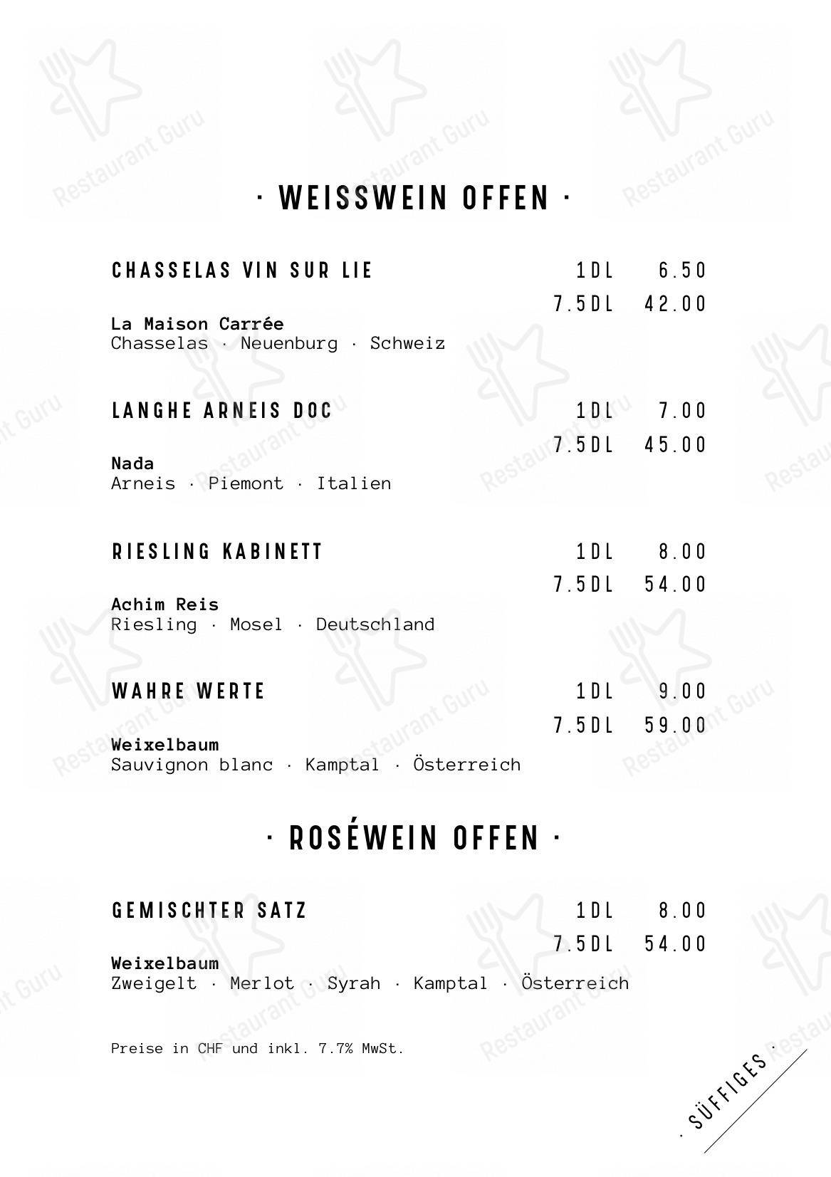 Menu per FREIBANK Speis & Trank in Berna