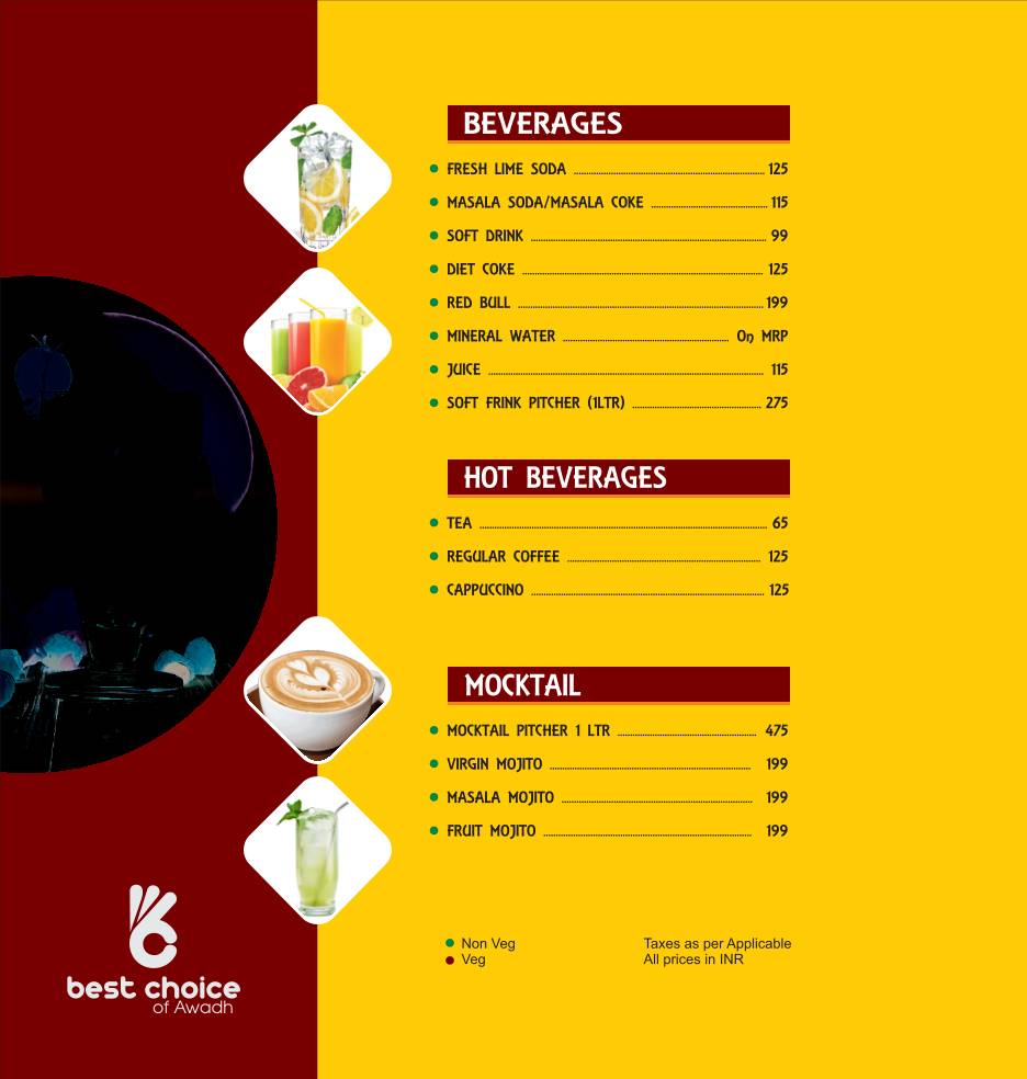Best Choice Of Awadh menu