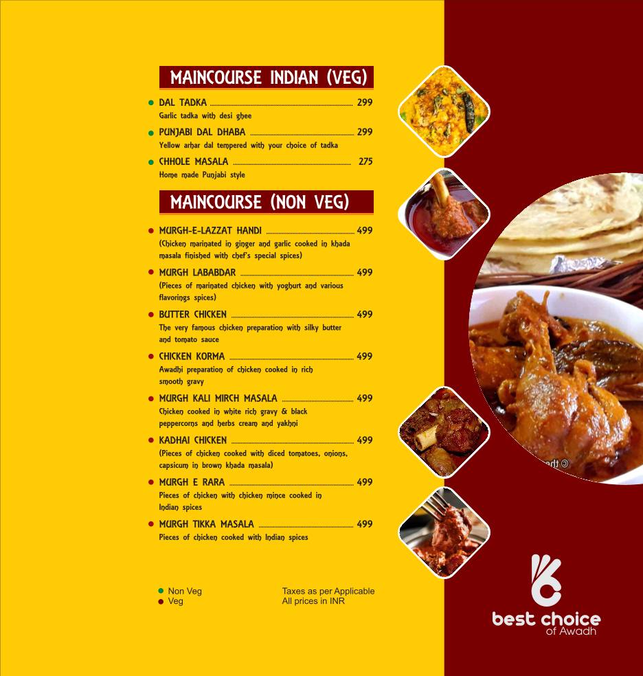 Best Choice Of Awadh menu