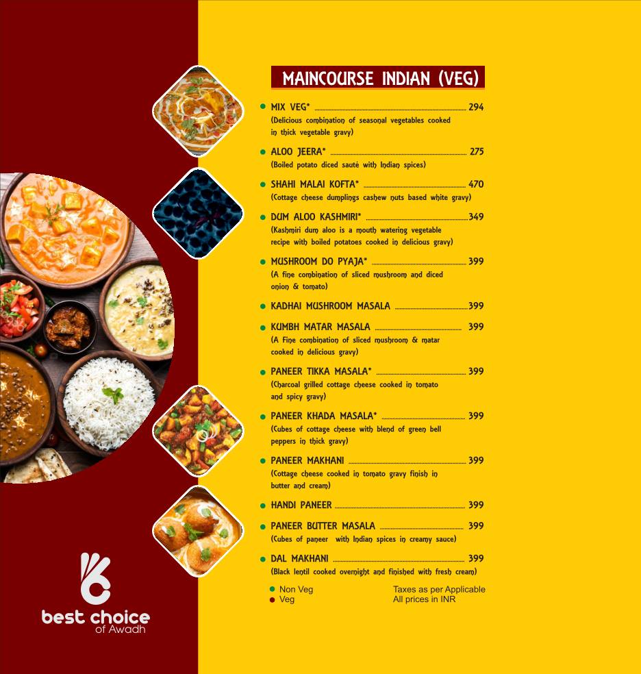 Best Choice Of Awadh menu