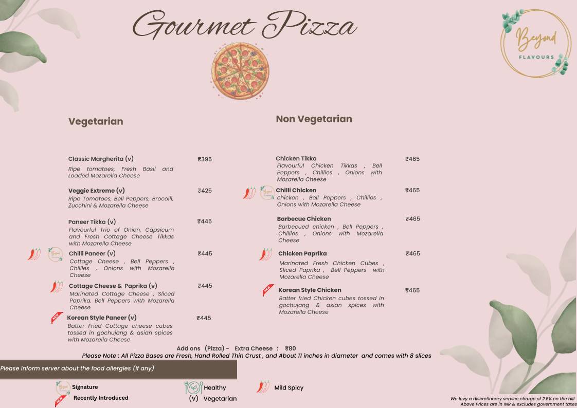 Beyond Flavours menu