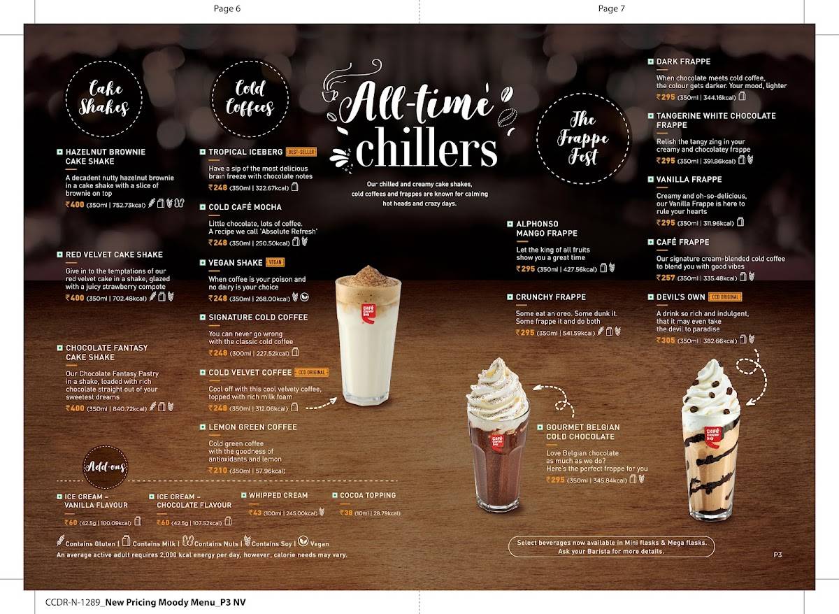 Cafe Coffee Day menu