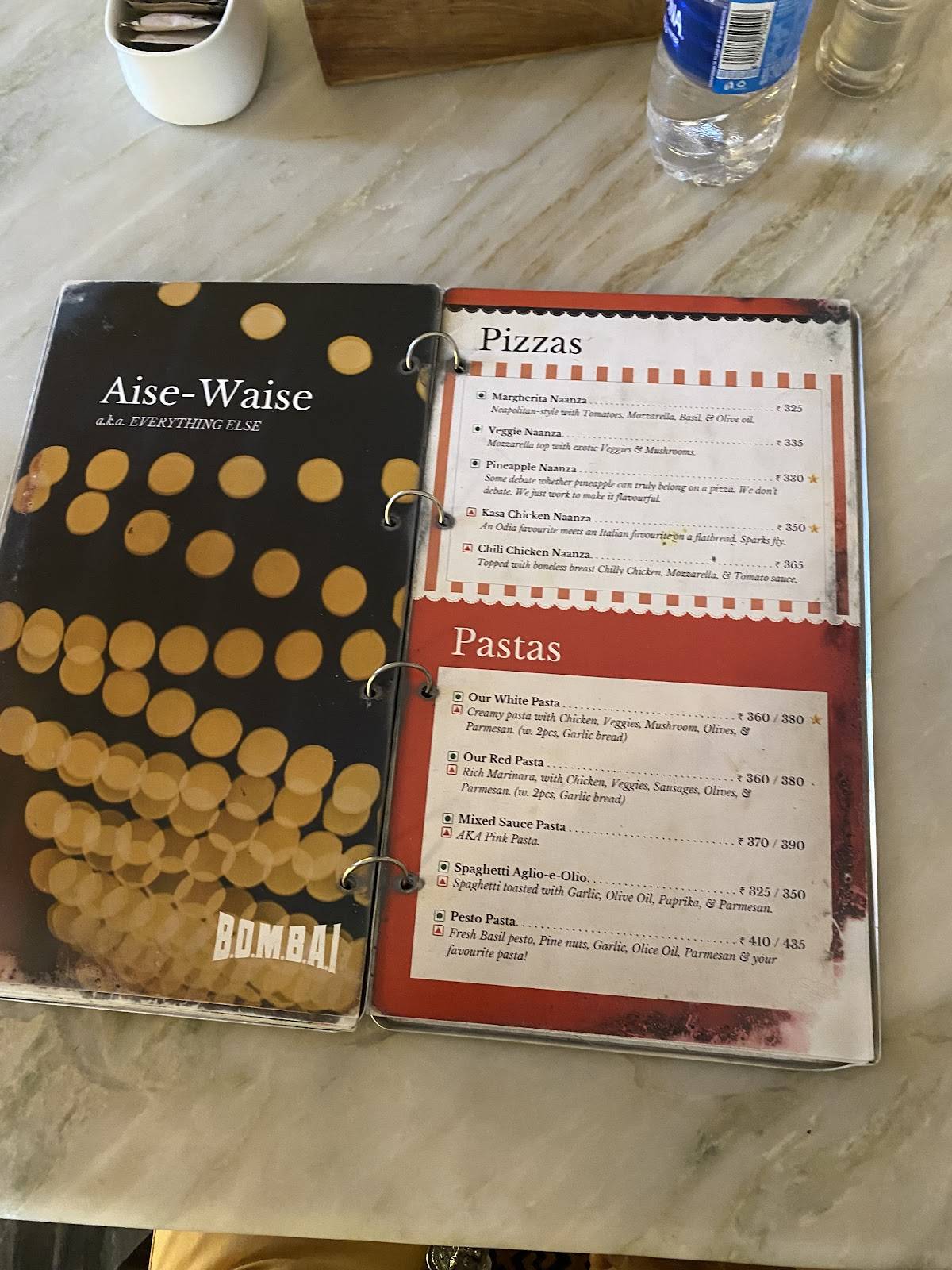 The BOMBAI menu