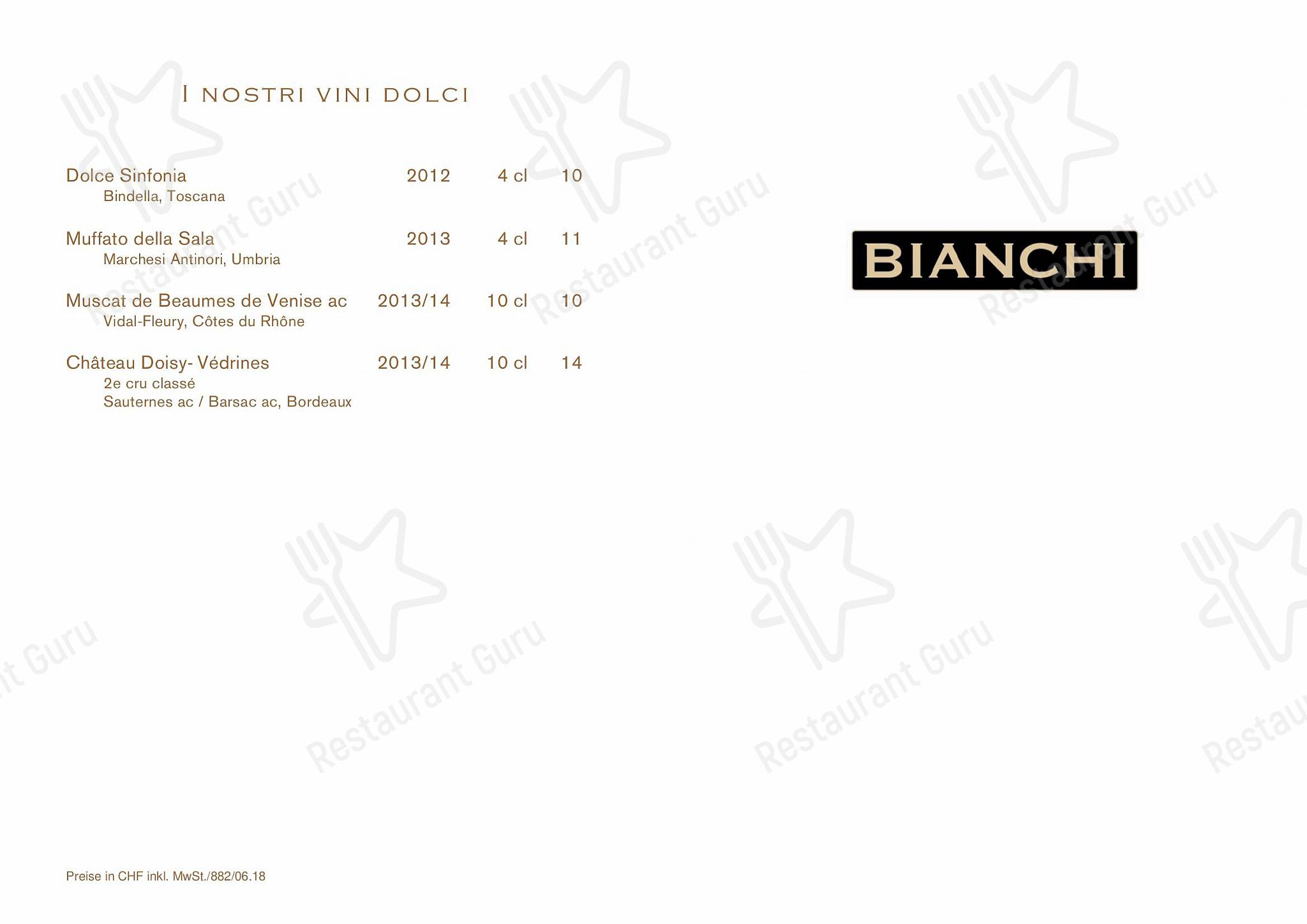 Catering Menu per Ristorante Bianchi ristorante