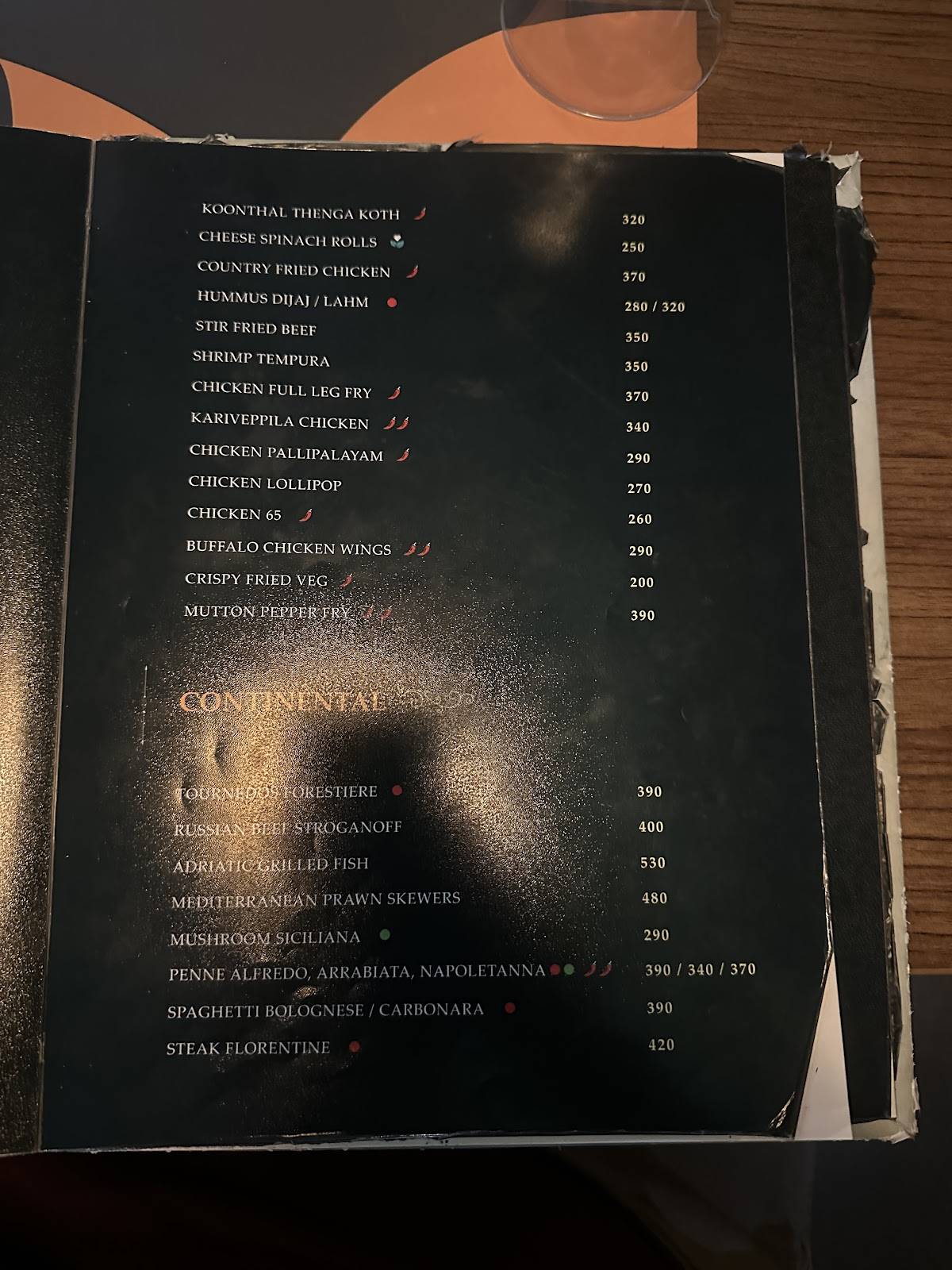 Bianco Restaurant menu