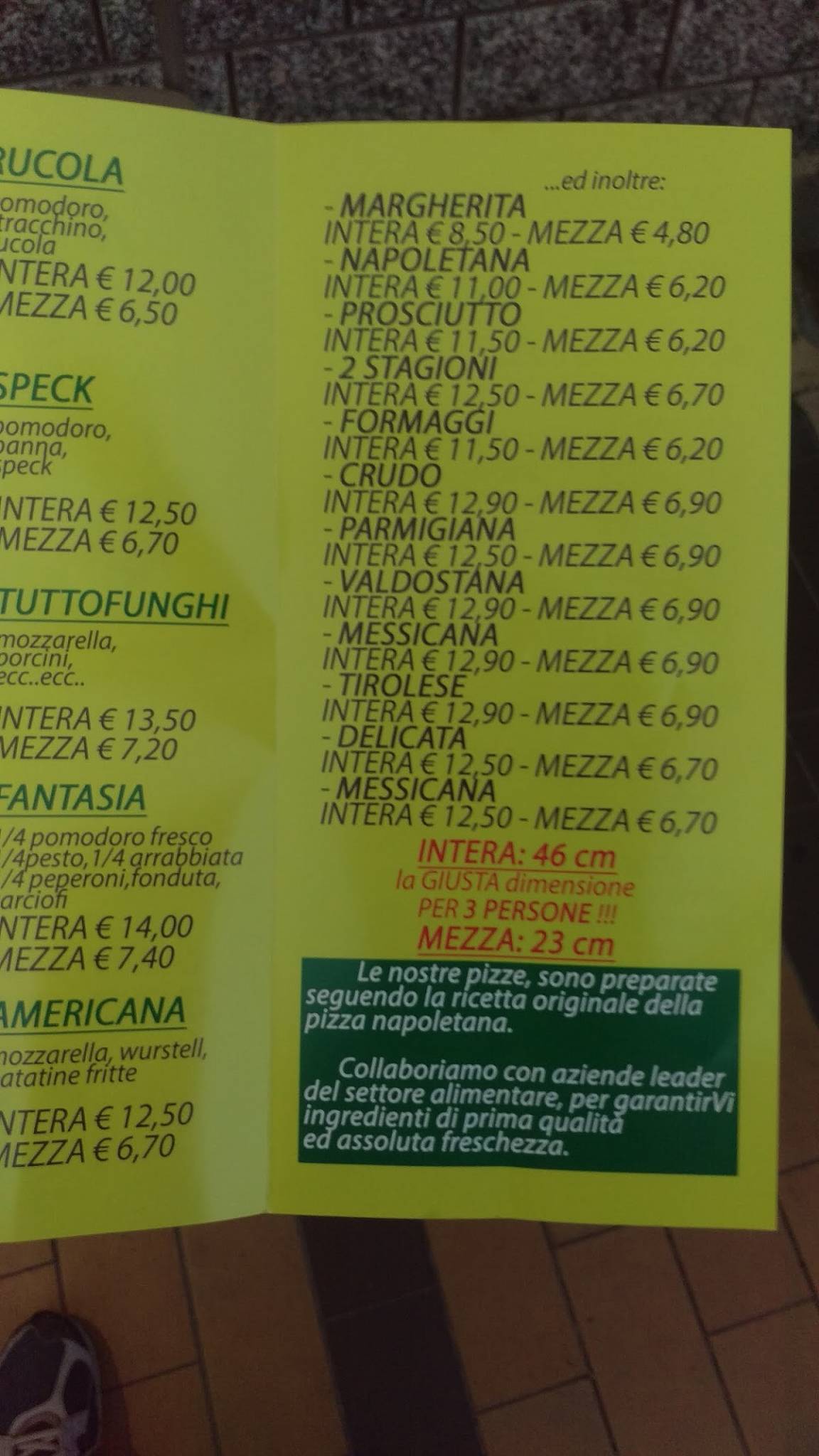 Menu di Big Pizza 