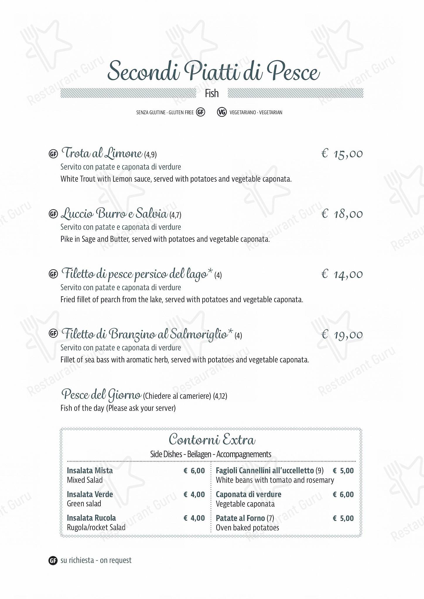 Ristorante Bilacus in Bellagio - Menu bar