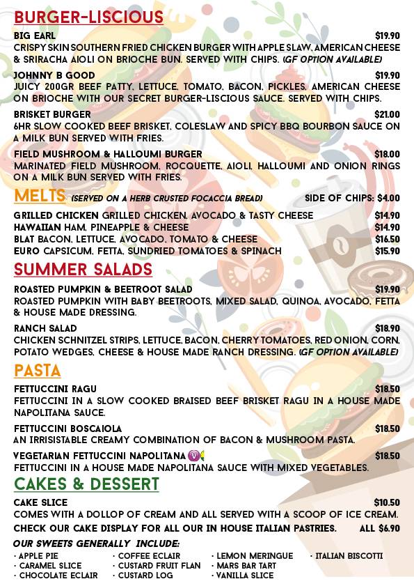 Menu at Billy Baxters restaurant, Penrith