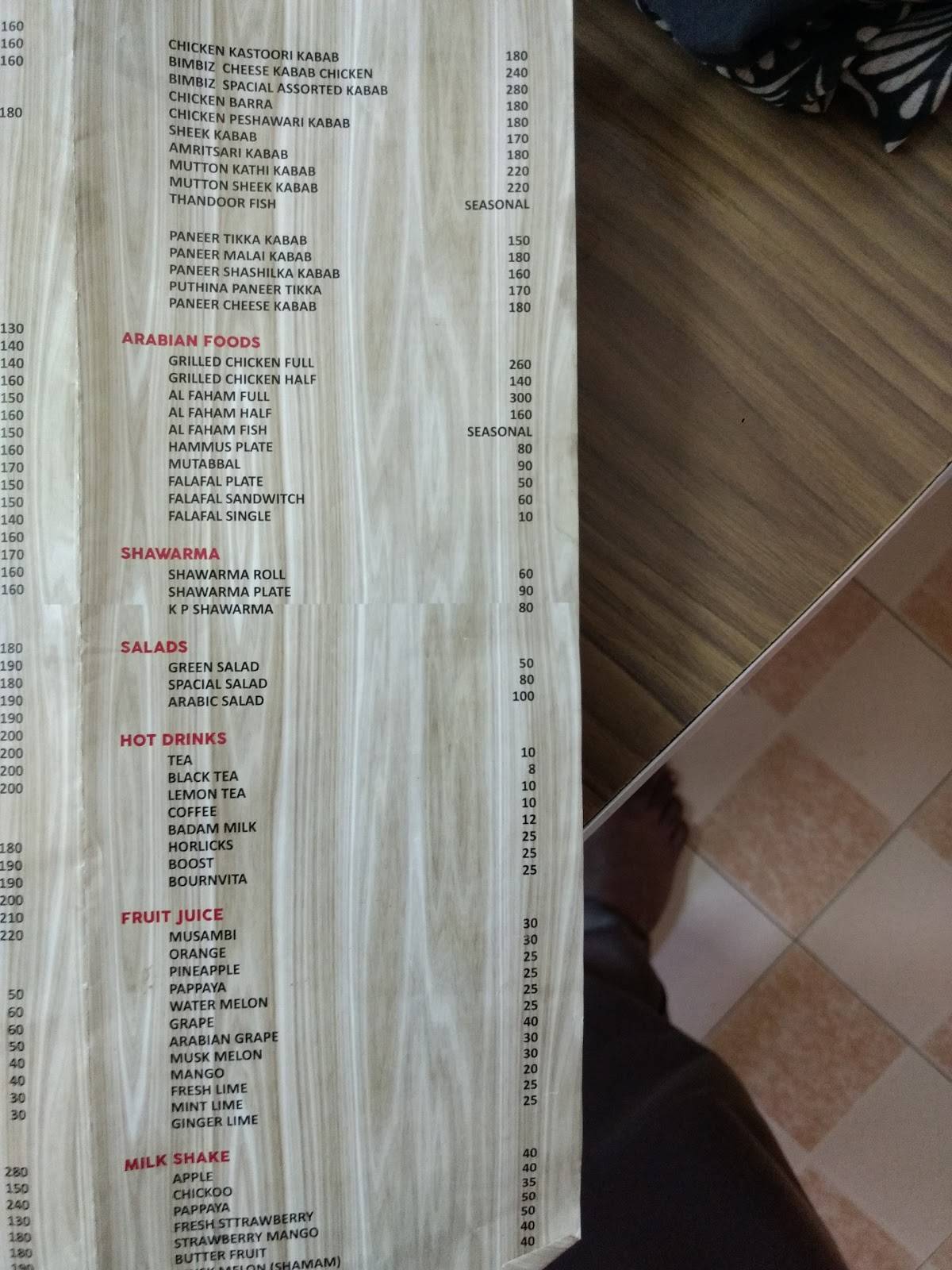 Bim Biz Resto Cafe menu