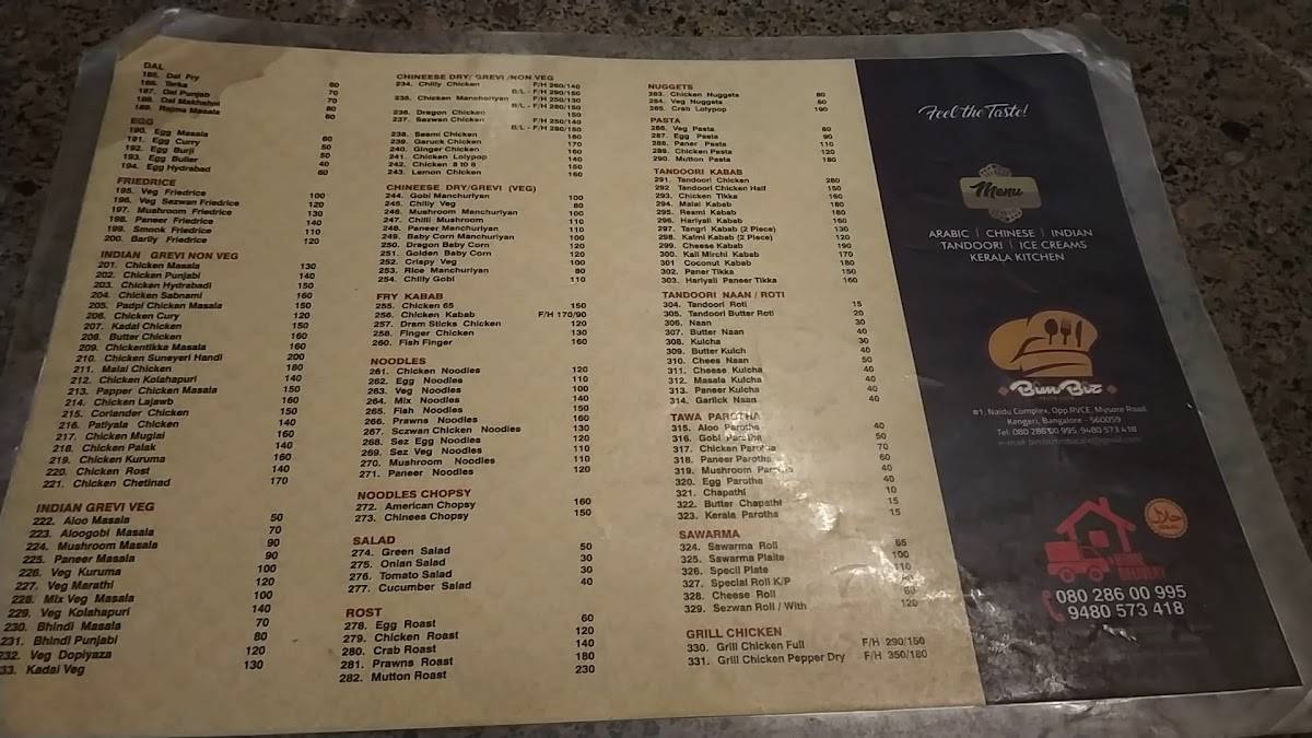 Bim Biz Resto Cafe menu