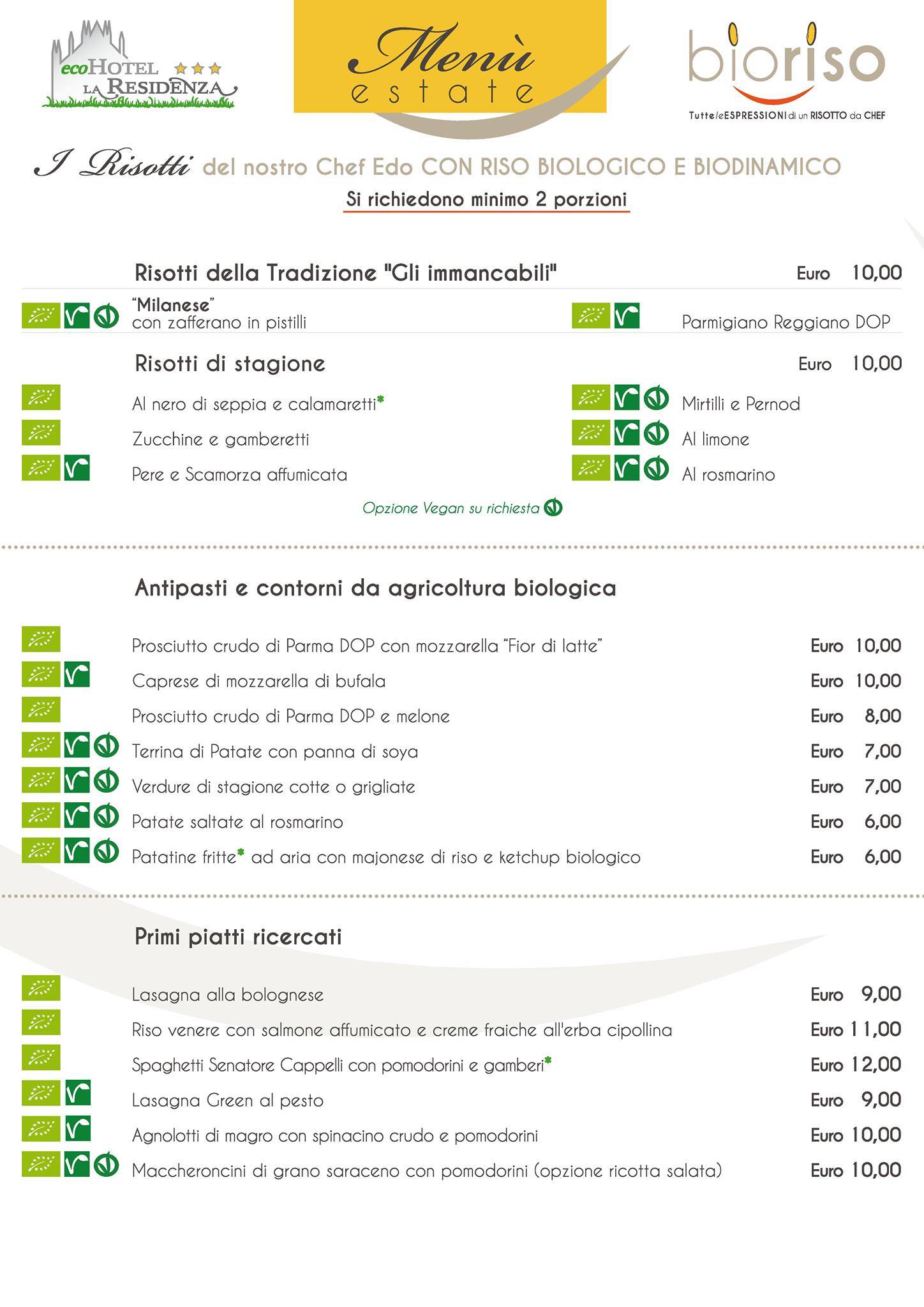 Menu di BioRiso Ristorante Biologico 