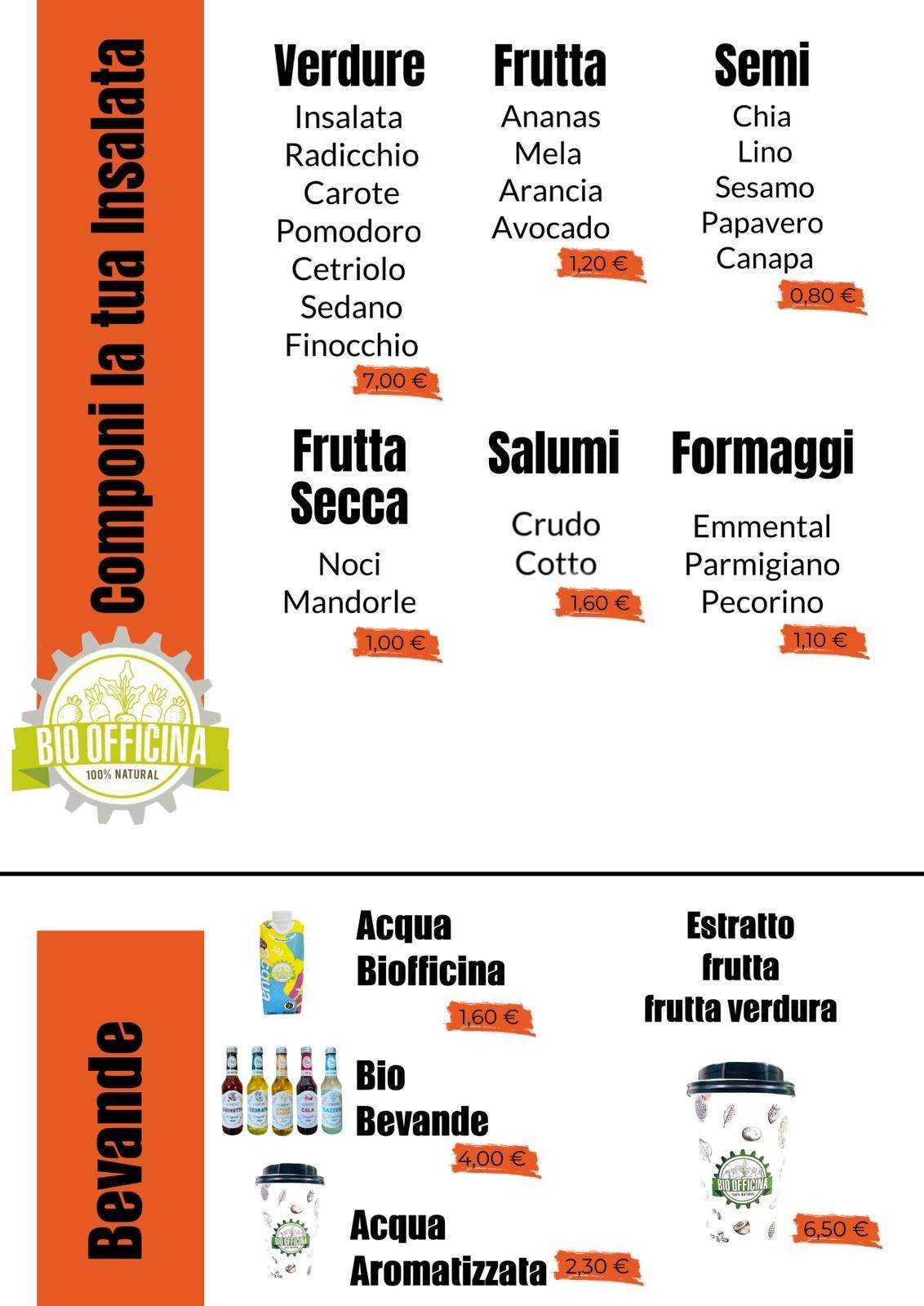 Menu di Biofficina Mirandola 