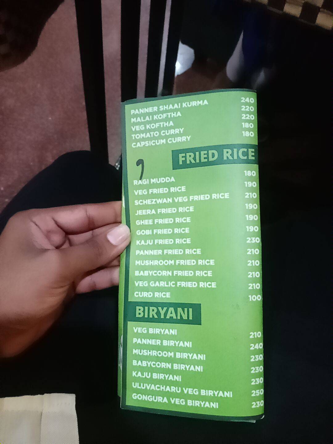 Biryanis & Barbecues FOOD RESTAURANT AND BANQUET HALL menu