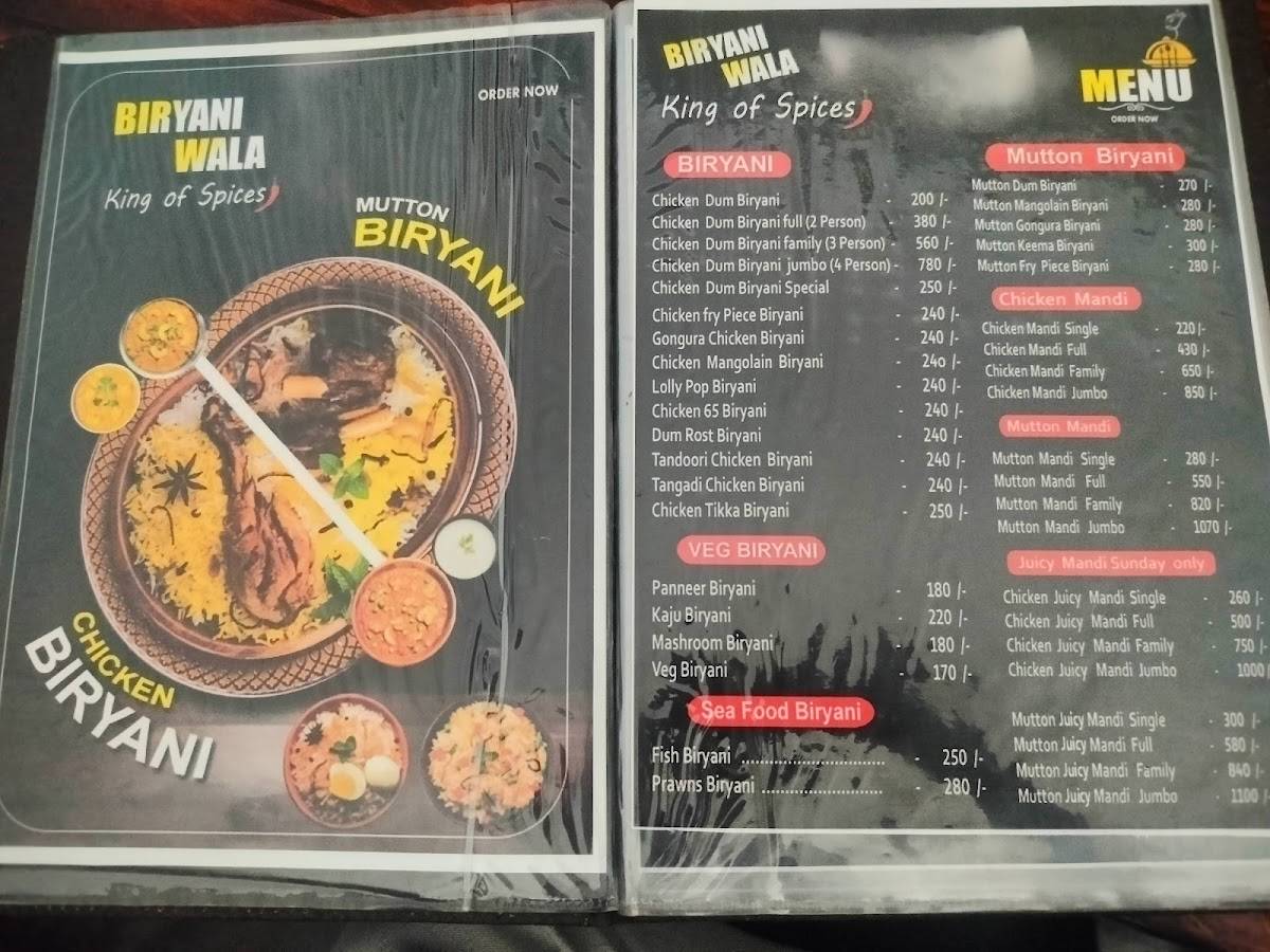 Biryaniwala menu