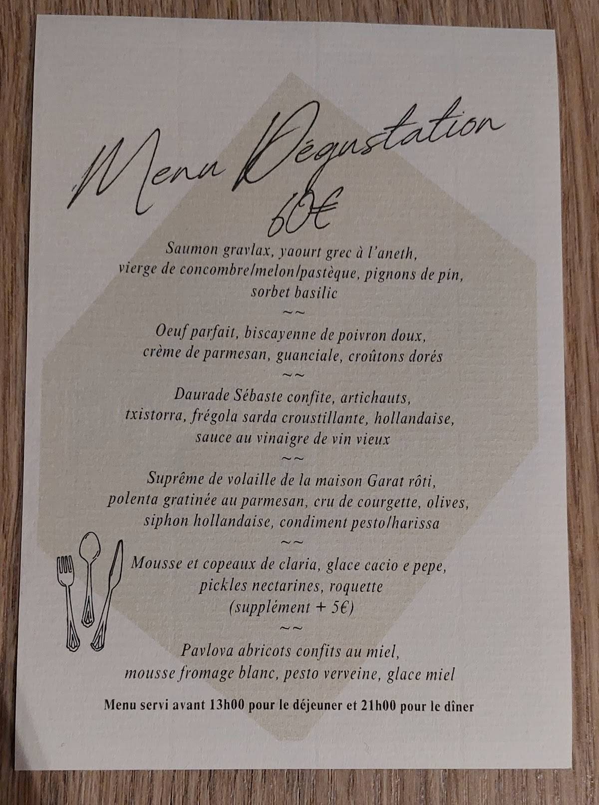 Menu de Bistrot Constant