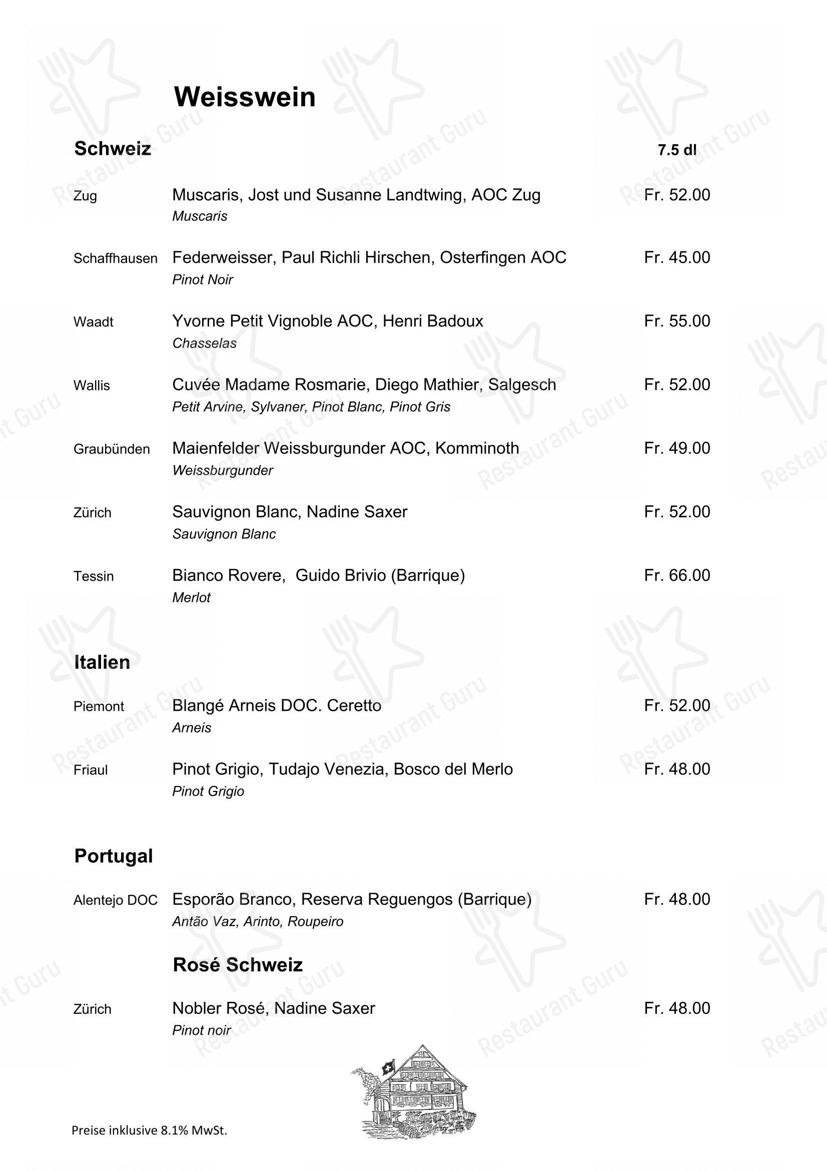 Menu di Blasenberg - 菜单