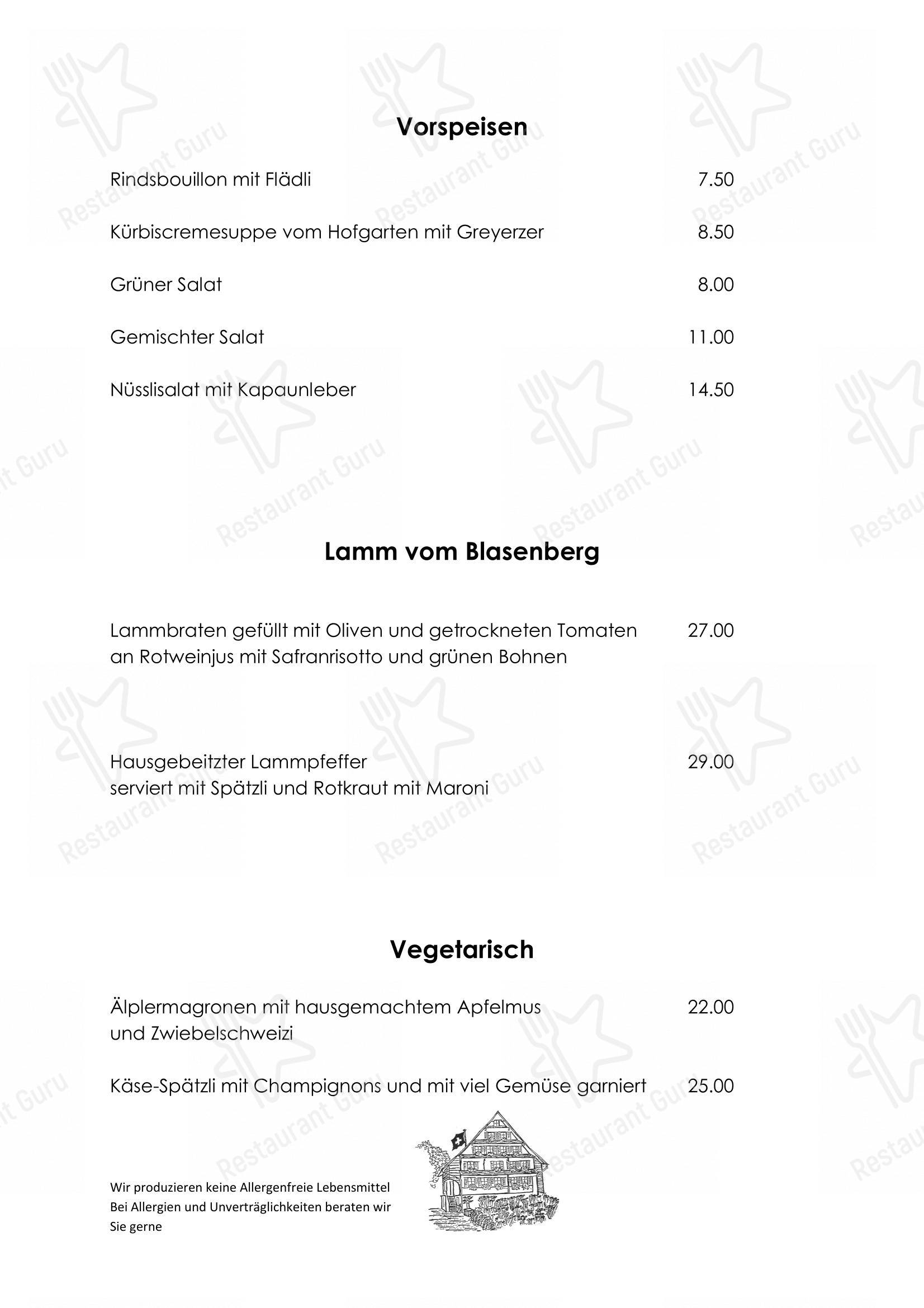 Menu di Blasenberg - Menu bar