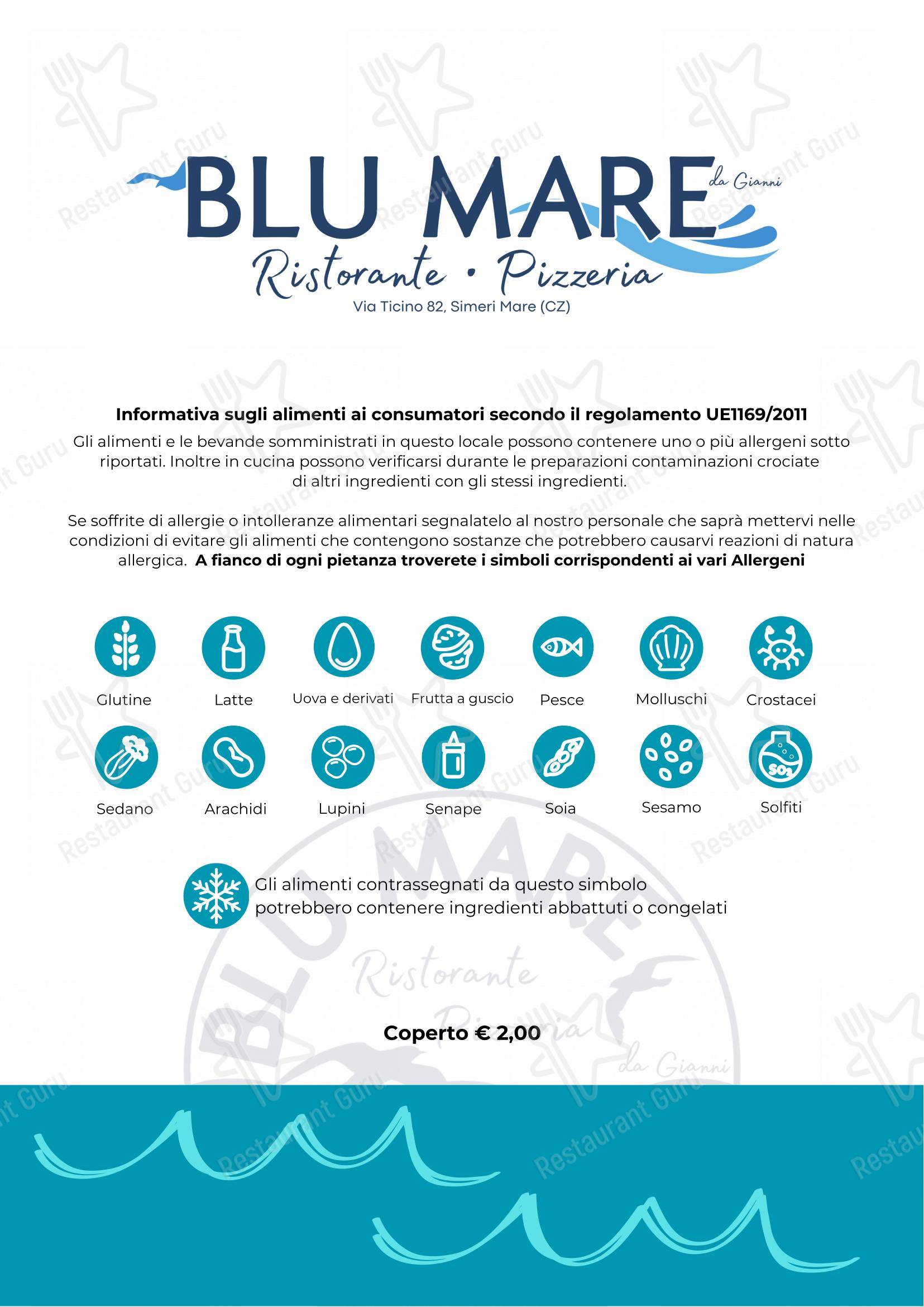 Menu di Blu Mare - Ristorante Pizzeria - Menu