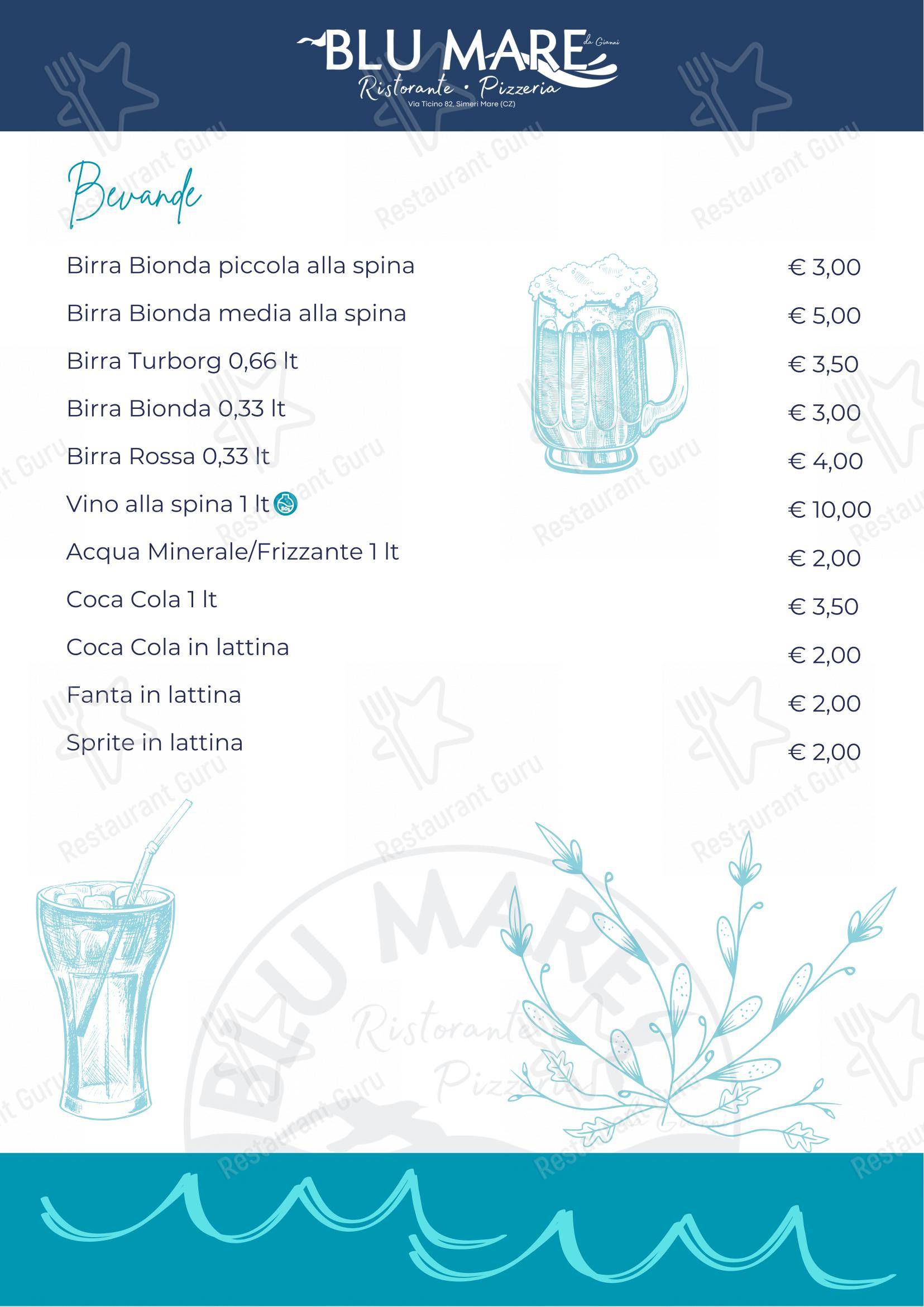 Menu per Blu Mare - Ristorante Pizzeria in Simeri Mare