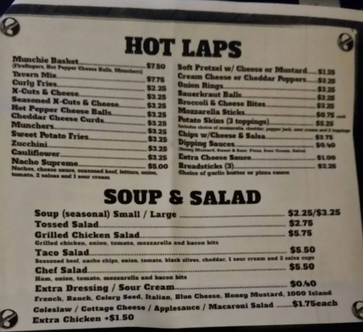 Menu at Blue Room pizzeria, Kirby