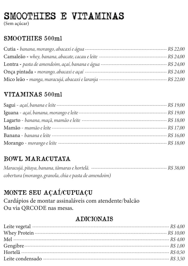 Orgânica cardápio