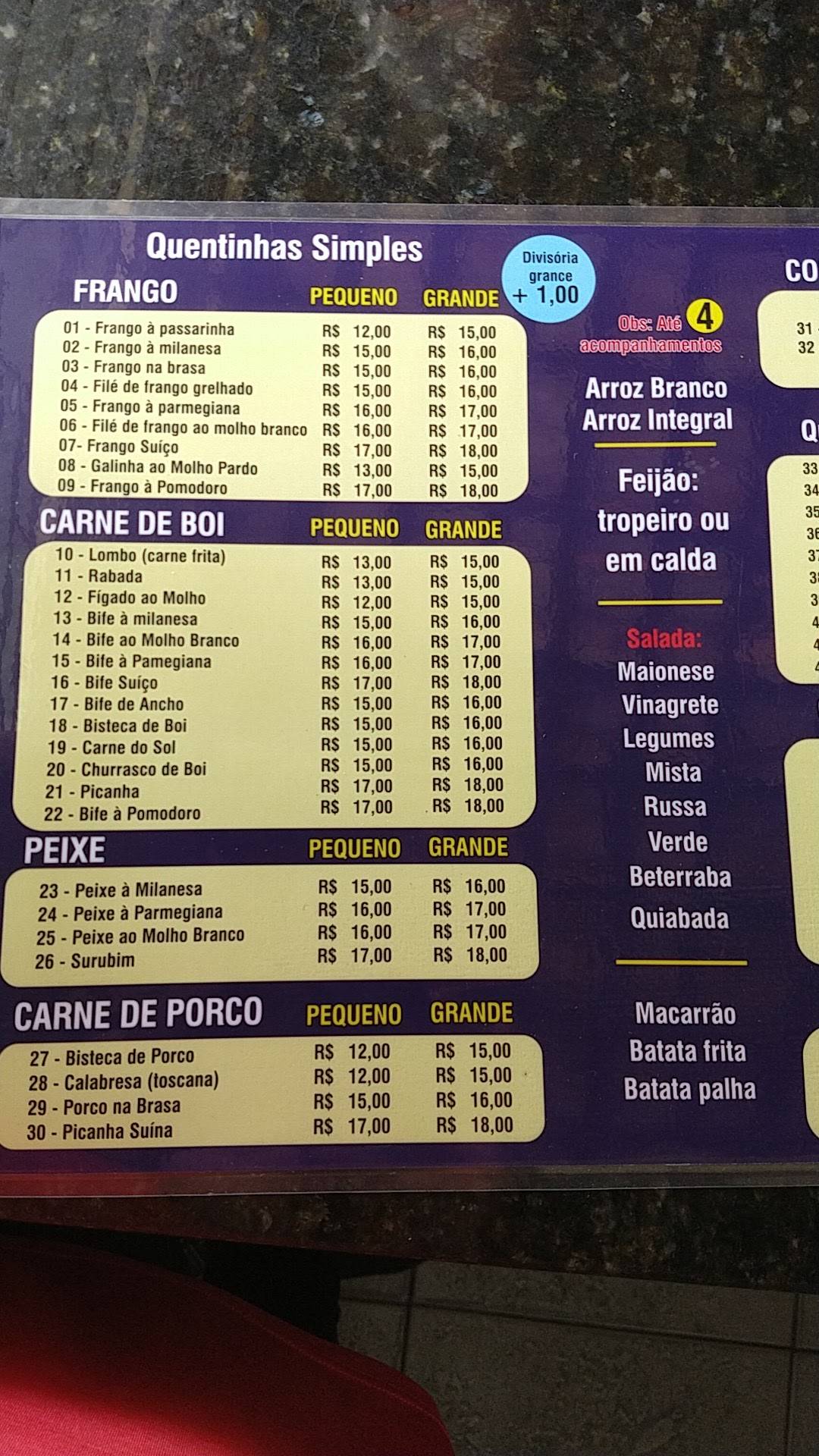 Boa Praça Maringá cardápio